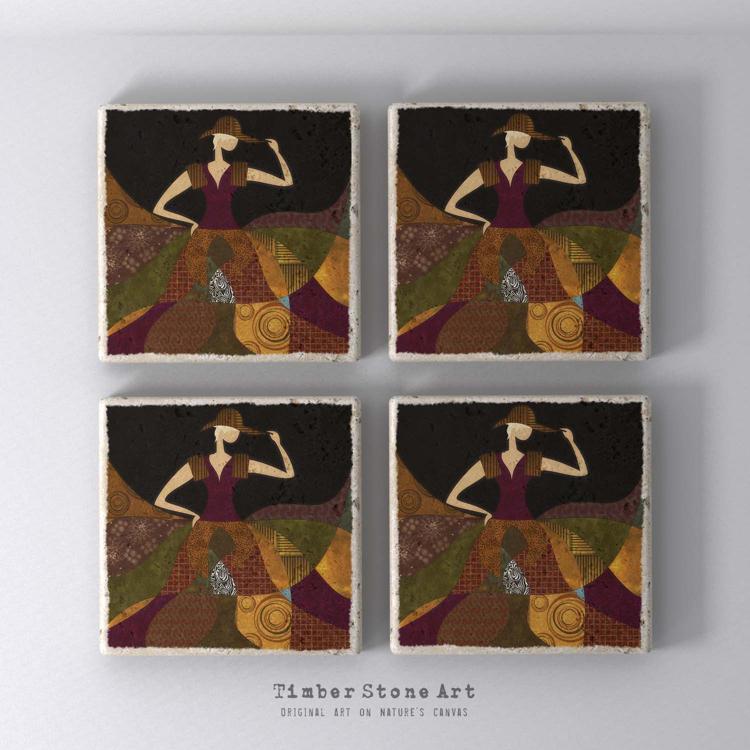 ETHNIC0020 - Set Of 4 Natural Stone Coasters
