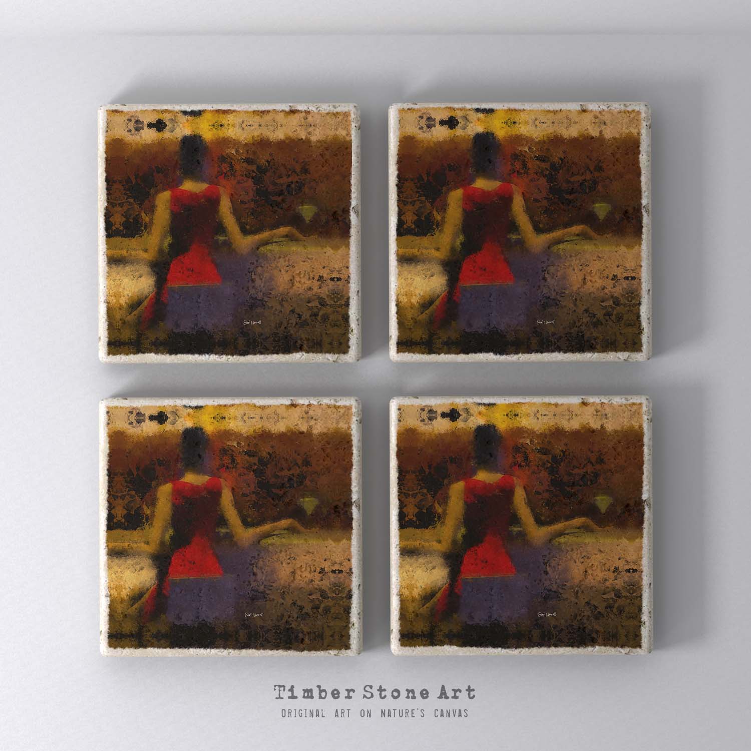 ETHNIC0055 - Set Of 4 Natural Stone Coasters