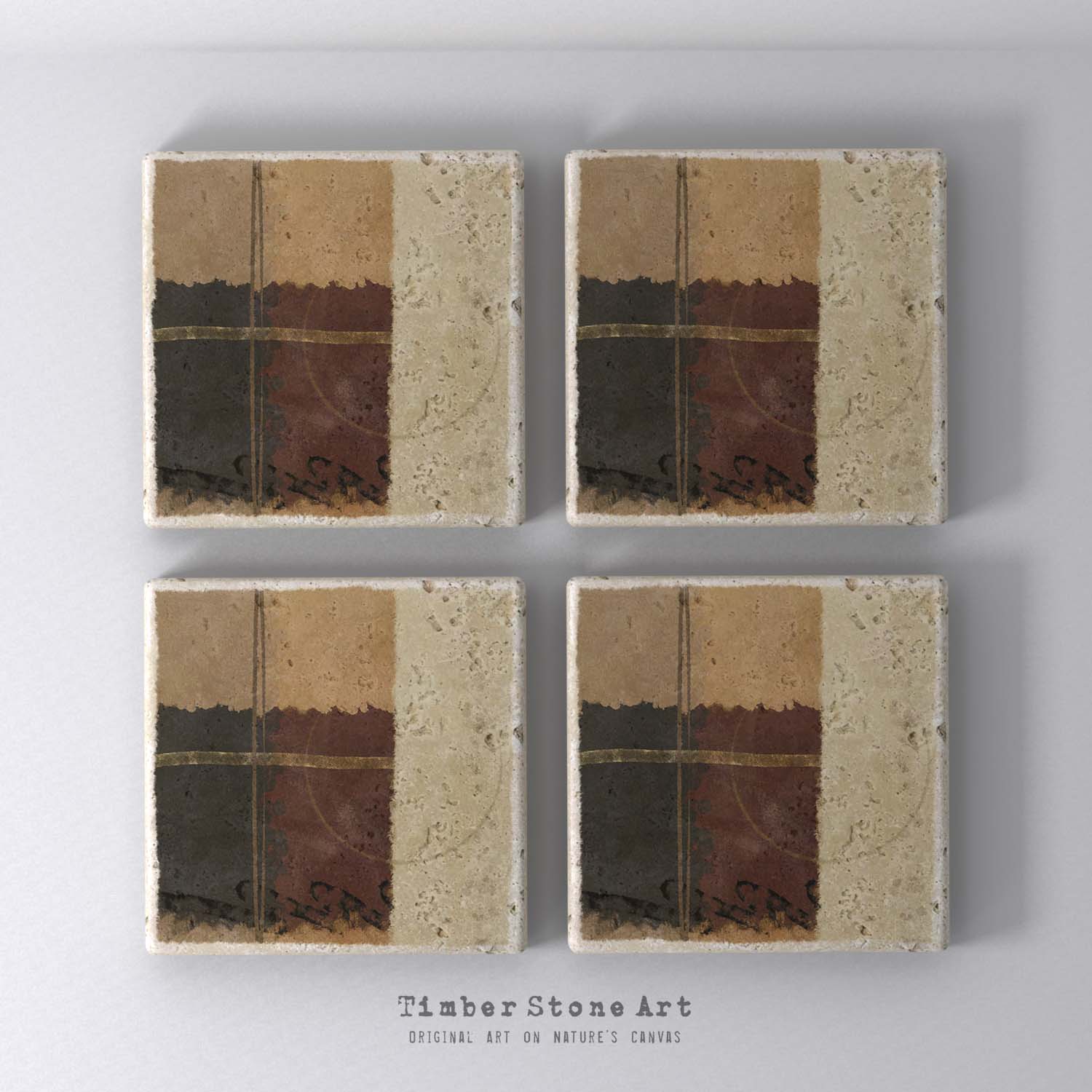 MAIN_ABS33_791 - Set Of 4 Natural Stone Coasters