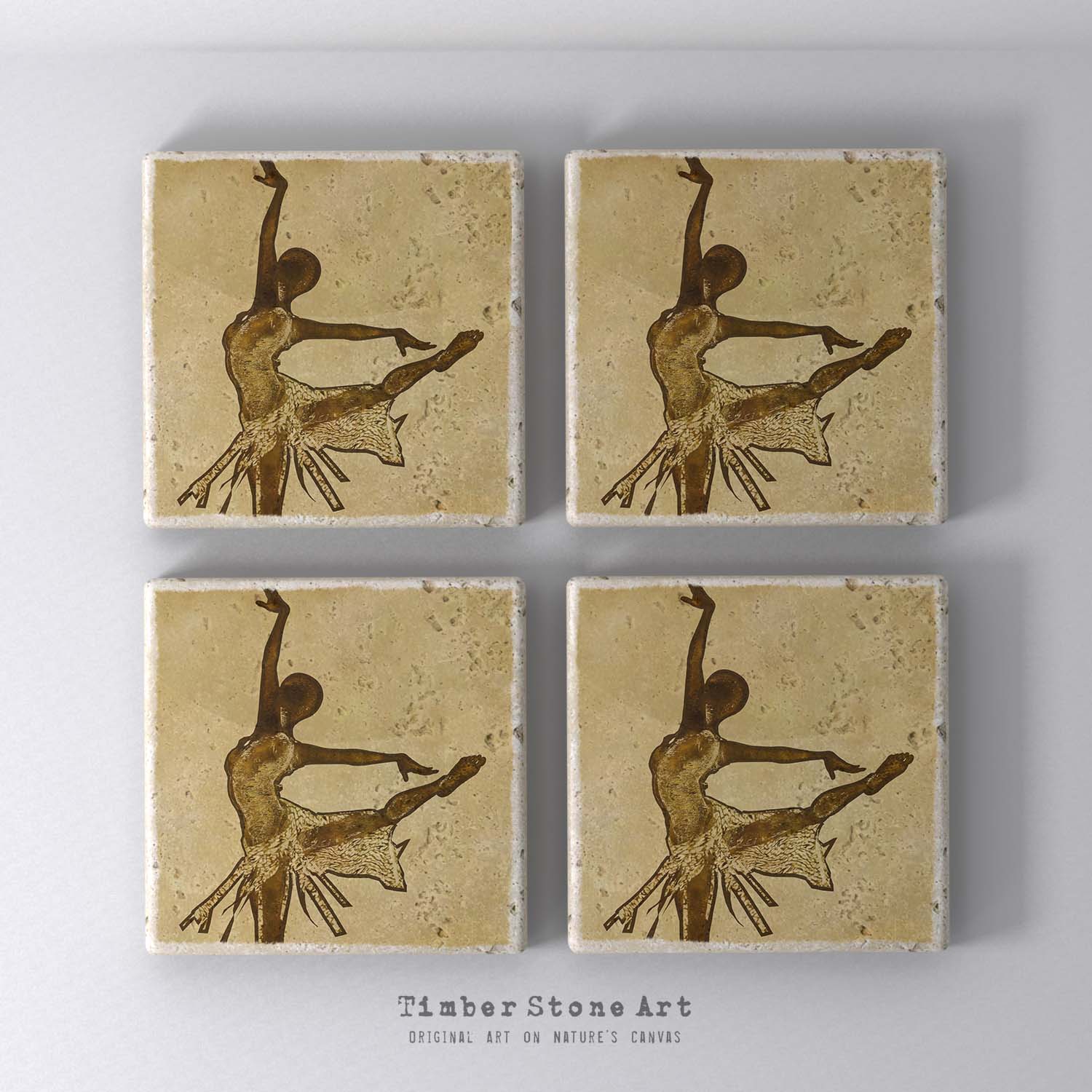 ETHNIC0205 - Set Of 4 Natural Stone Coasters