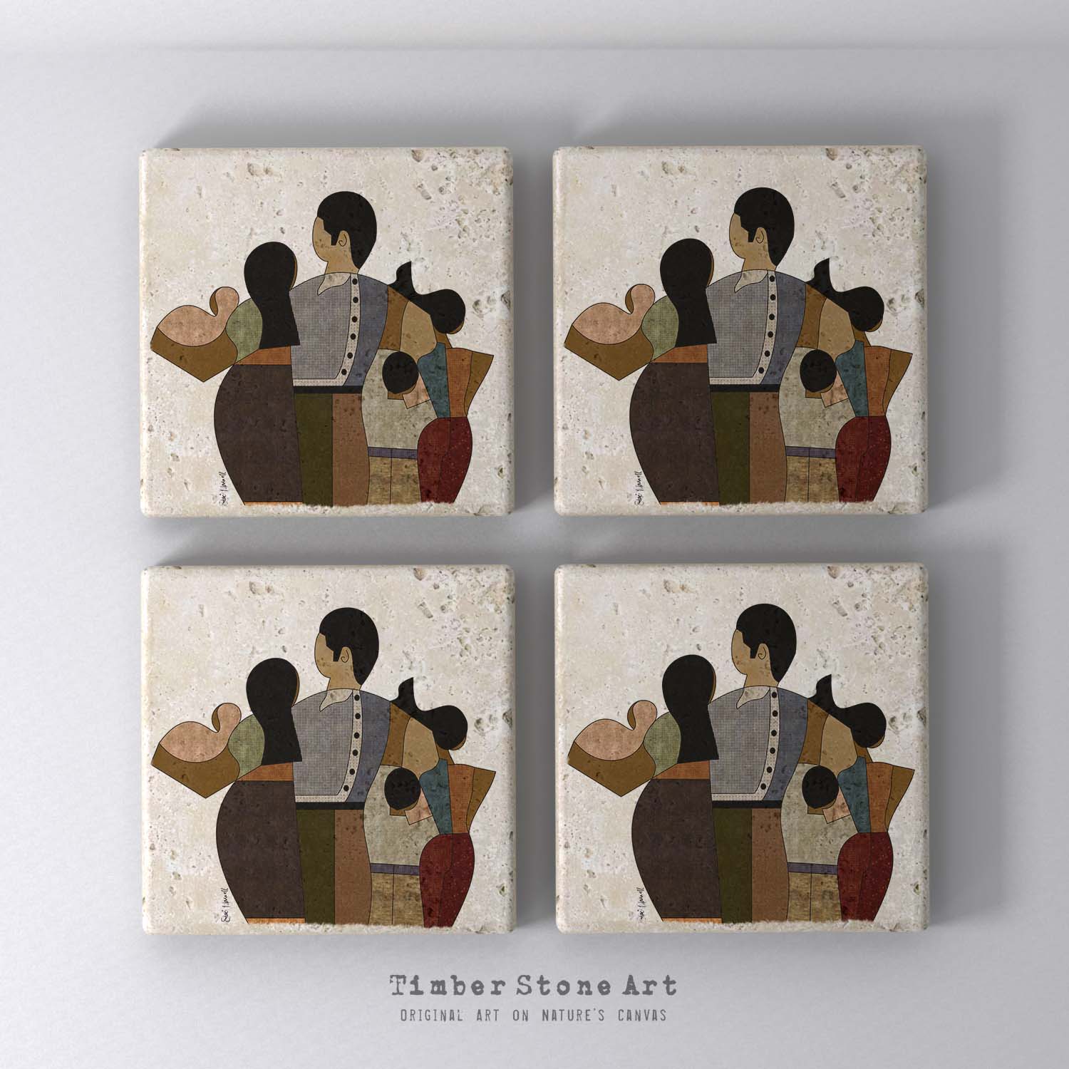 ETHNIC0219 - Set Of 4 Natural Stone Coasters