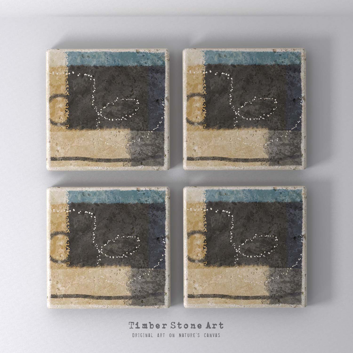 MAIN_ABS35_36 - Set Of 4 Natural Stone Coasters