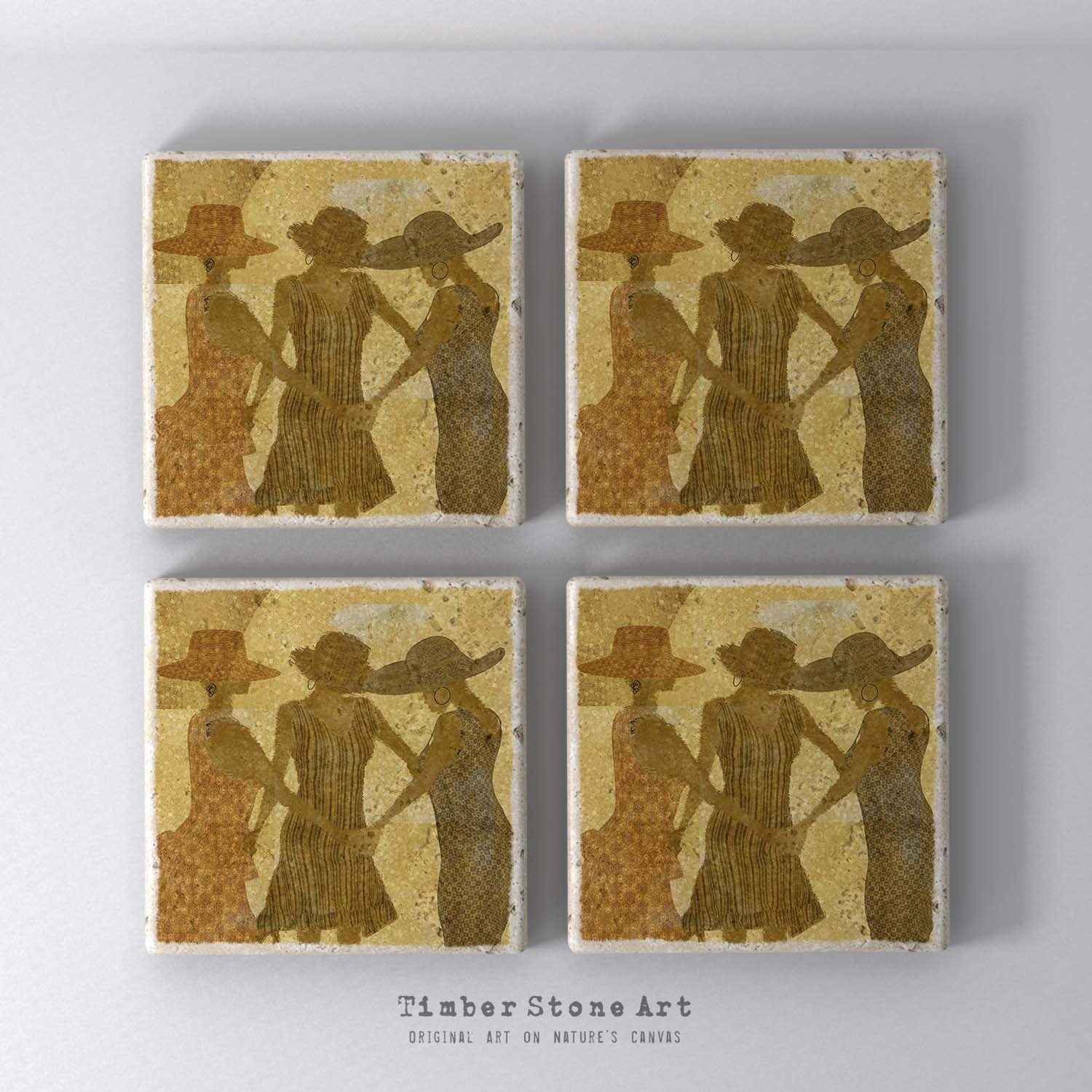 ETHNIC0220 - Set Of 4 Natural Stone Coasters