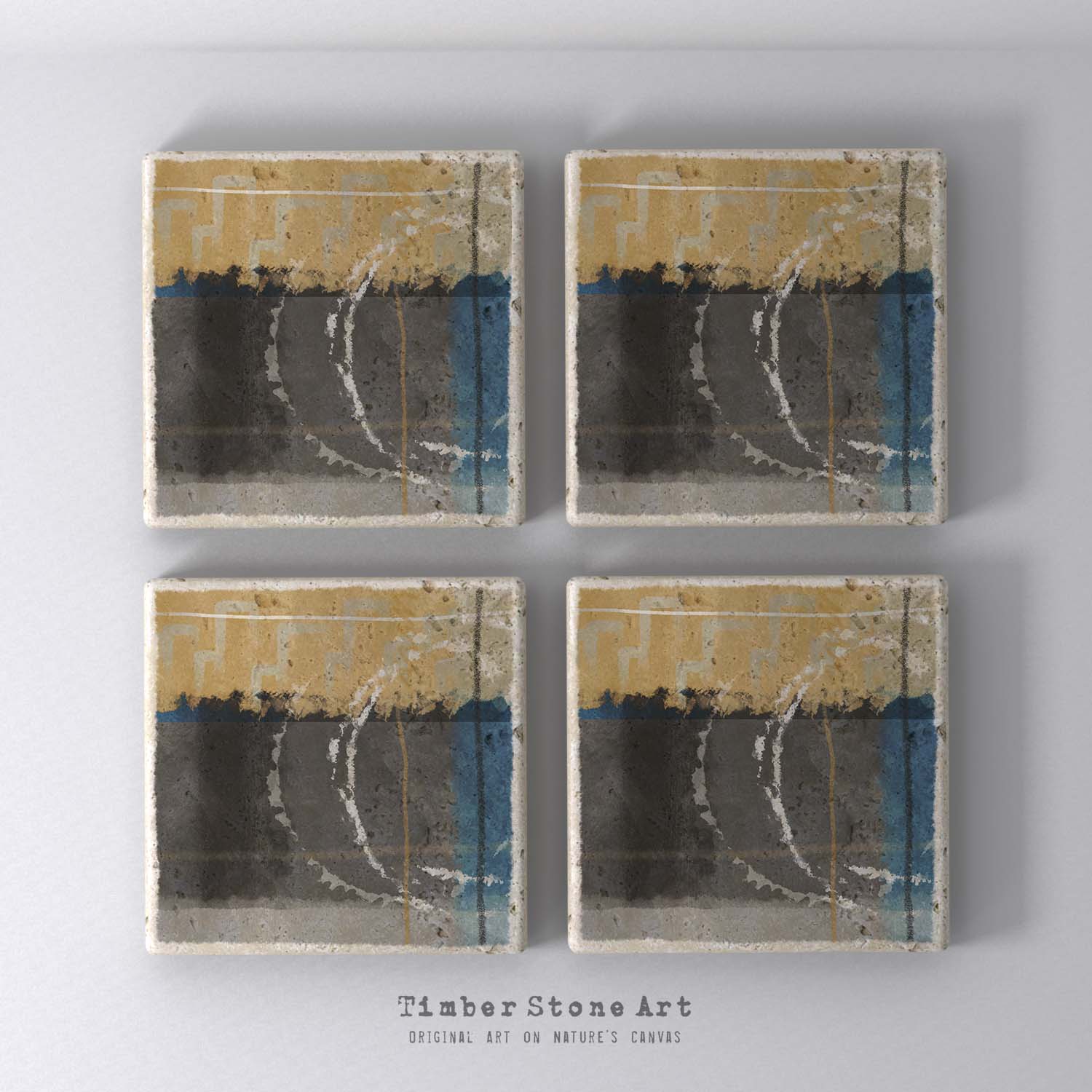 MAIN_ABS35_787 - Set Of 4 Natural Stone Coasters