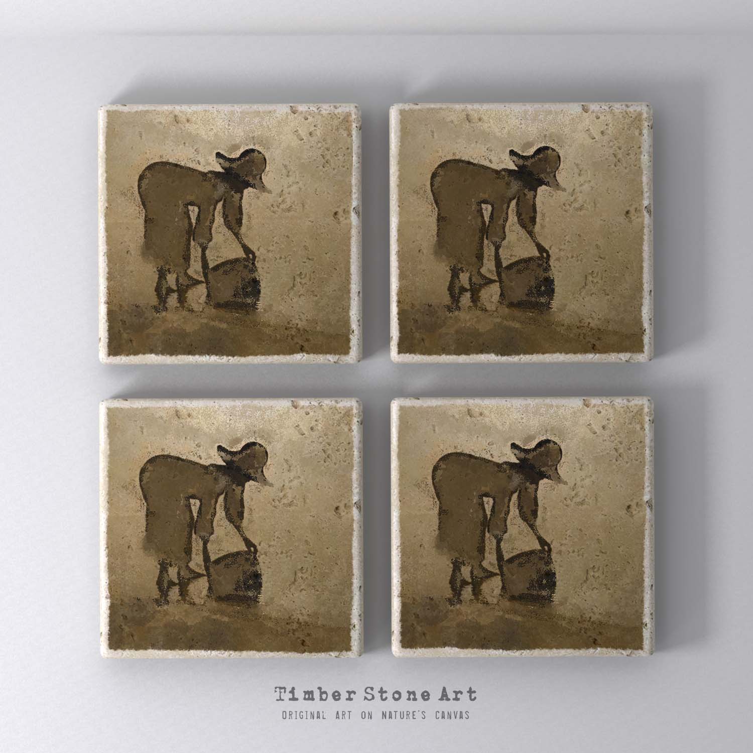 ETHNIC0245 - Set Of 4 Natural Stone Coasters