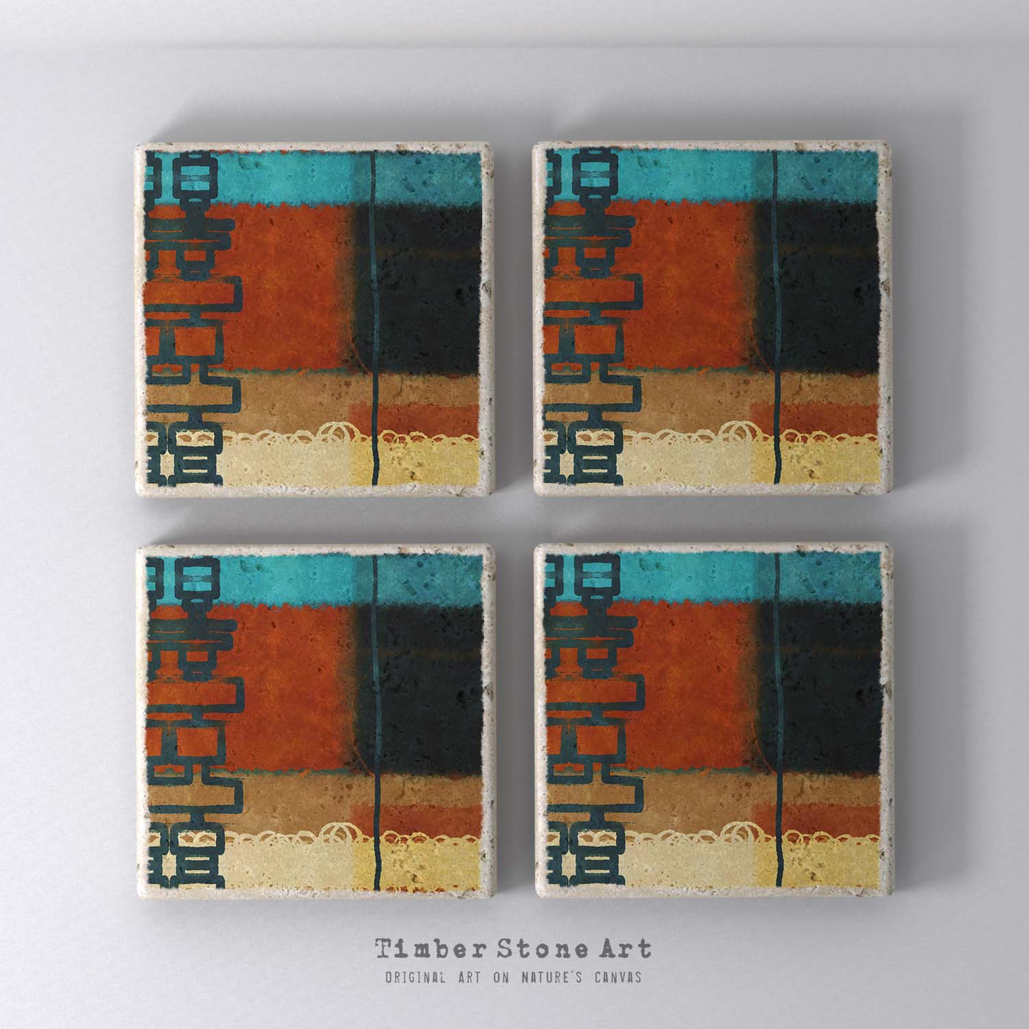 MAIN_ABS70_969 - Set Of 4 Natural Stone Coasters
