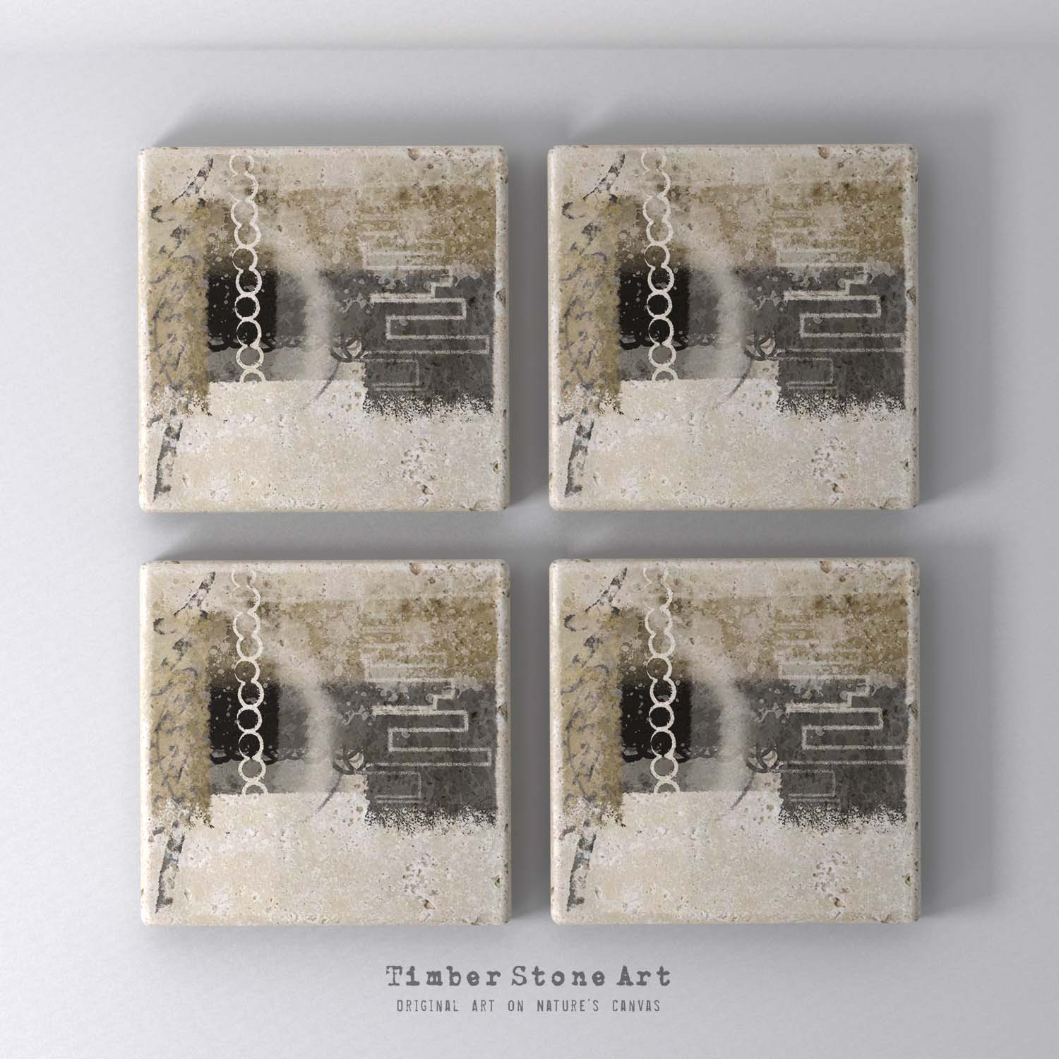 MAIN_ABS74_22 - Set Of 4 Natural Stone Coasters
