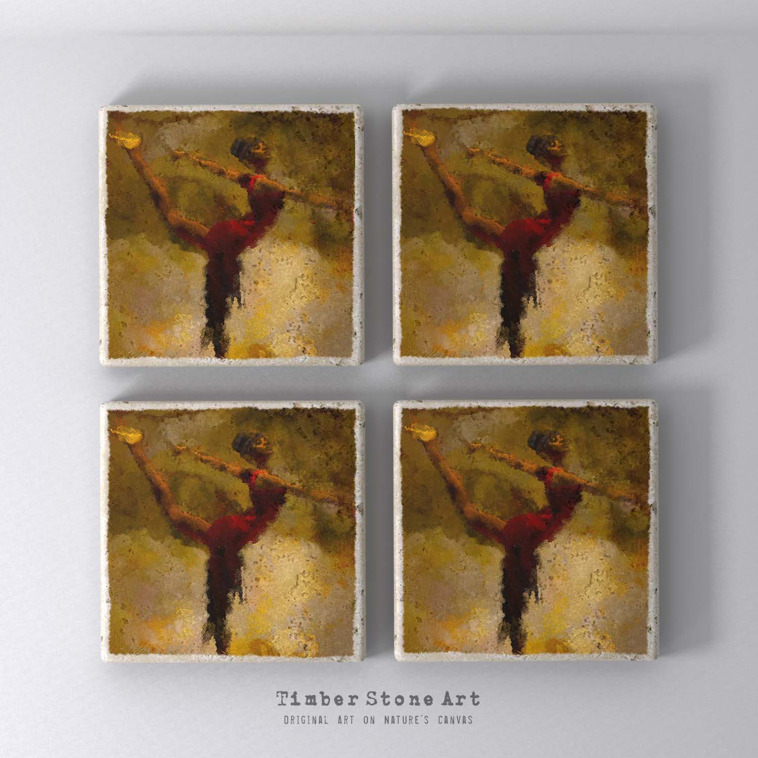 ETHNIC0317 - Set Of 4 Natural Stone Coasters
