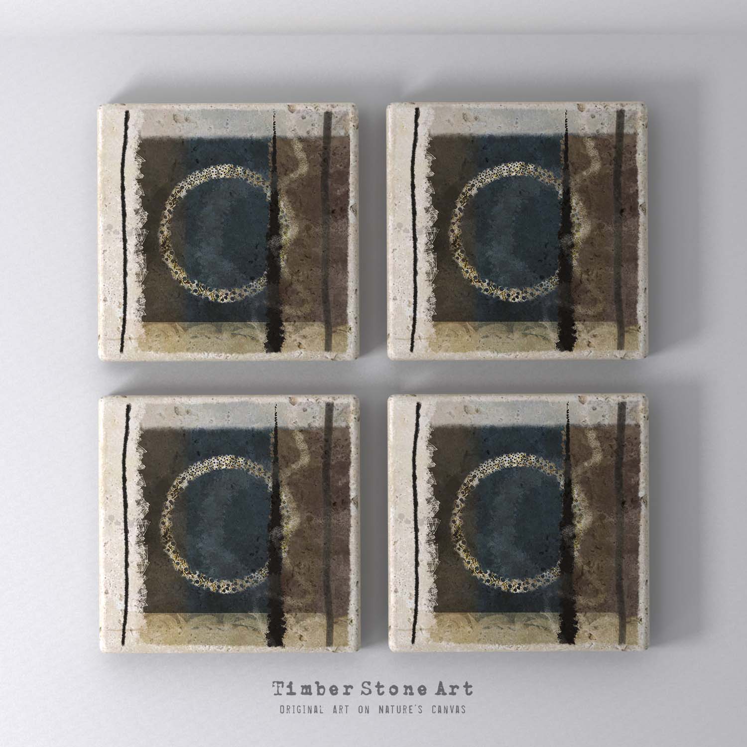 MAIN_ABS74_281 - Set Of 4 Natural Stone Coasters