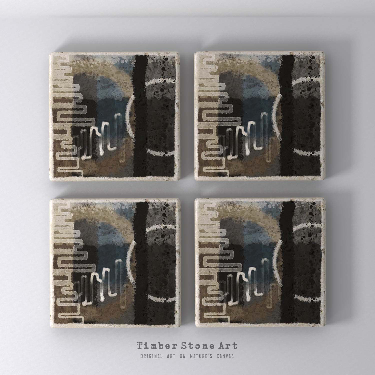 MAIN_ABS74_539 - Set Of 4 Natural Stone Coasters