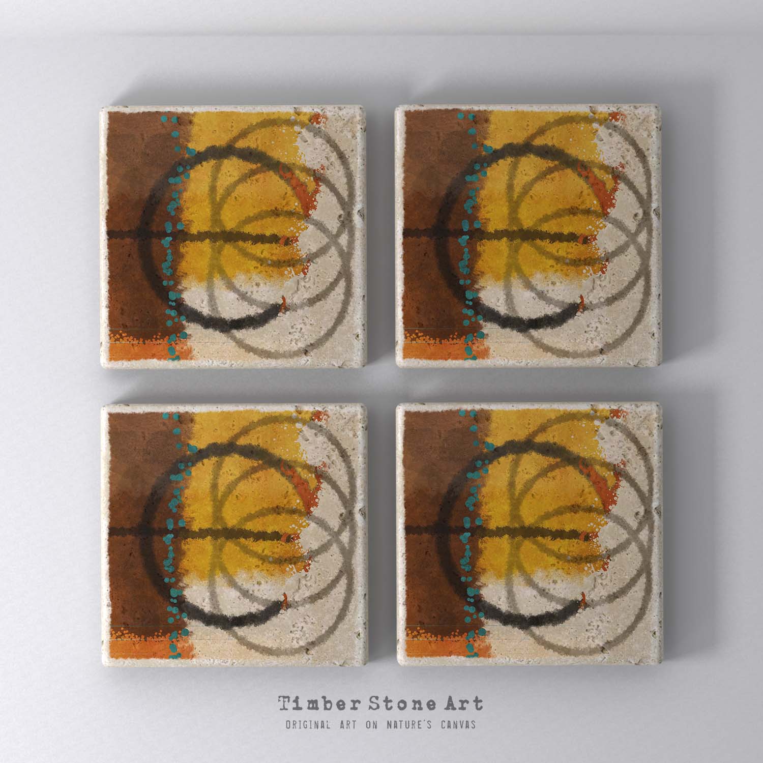 MAIN_ABS76_1 - Set Of 4 Natural Stone Coasters