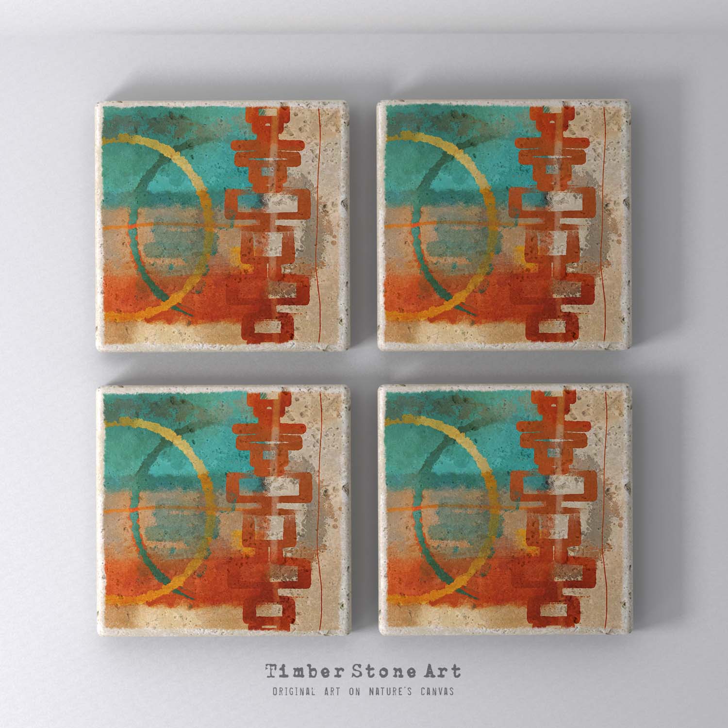 MAIN_ABS76_5 - Set Of 4 Natural Stone Coasters