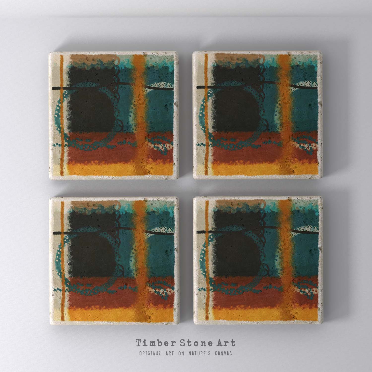 MAIN_ABS76_444 - Set Of 4 Natural Stone Coasters