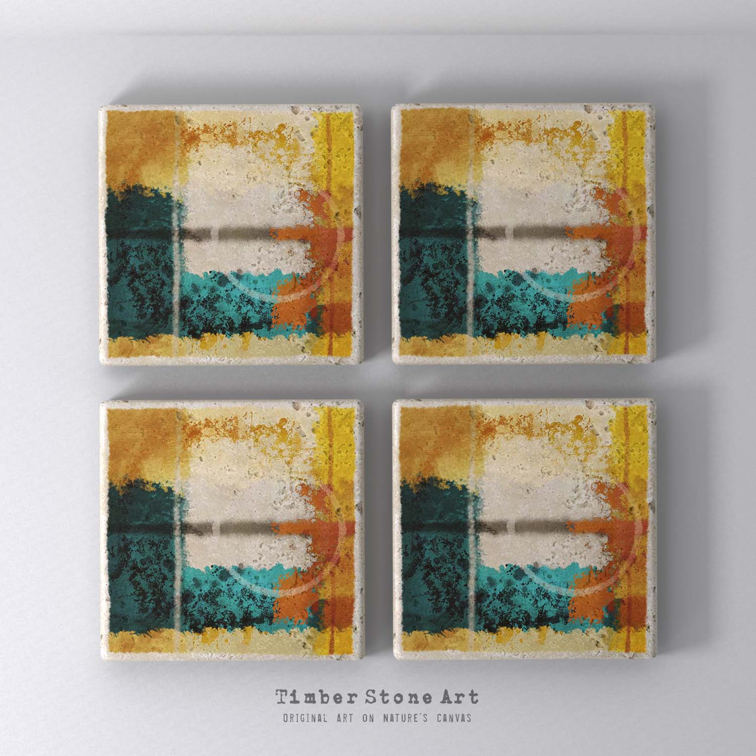 MAIN_ABS76_591 - Set Of 4 Natural Stone Coasters