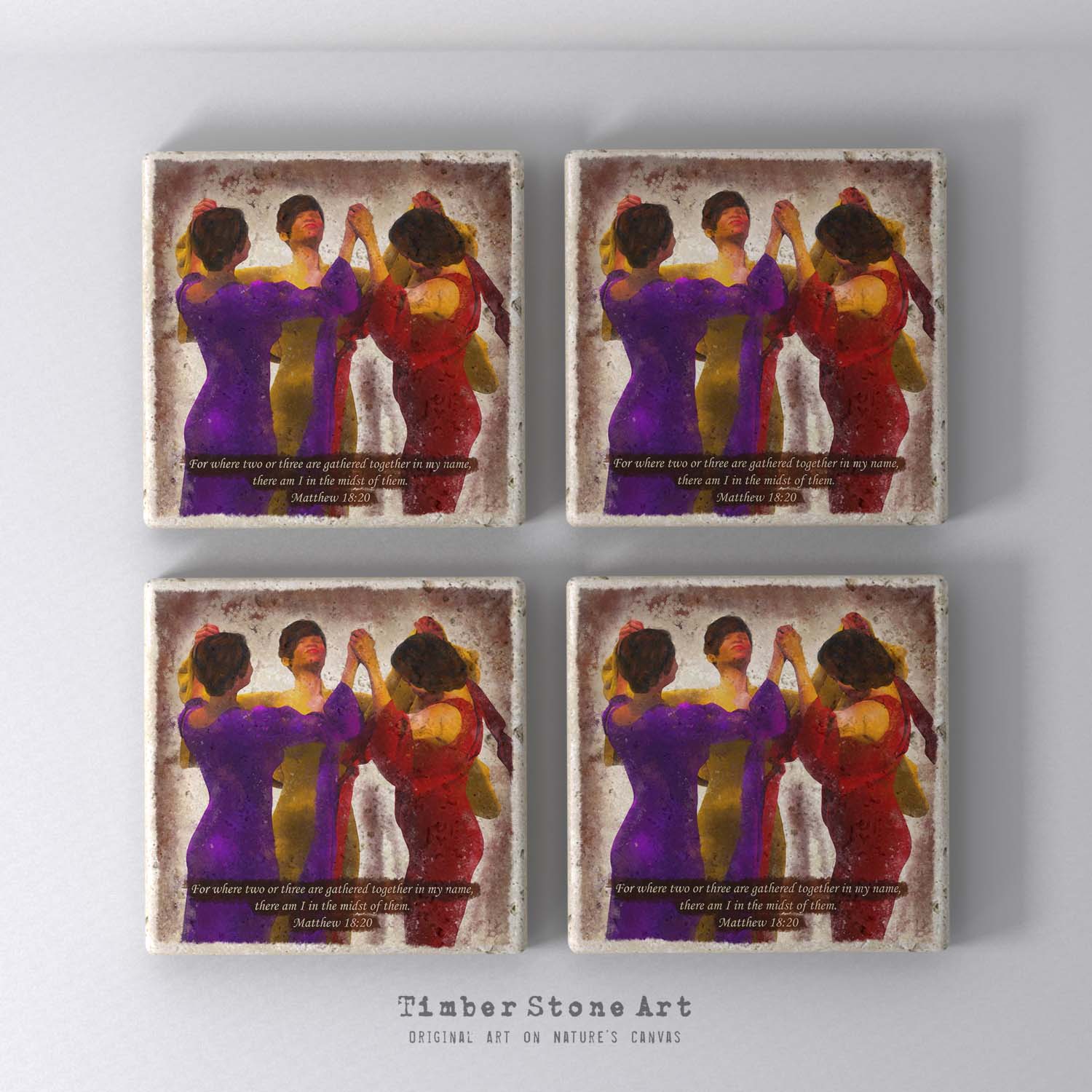 ETHNIC0425 - Set Of 4 Natural Stone Coasters
