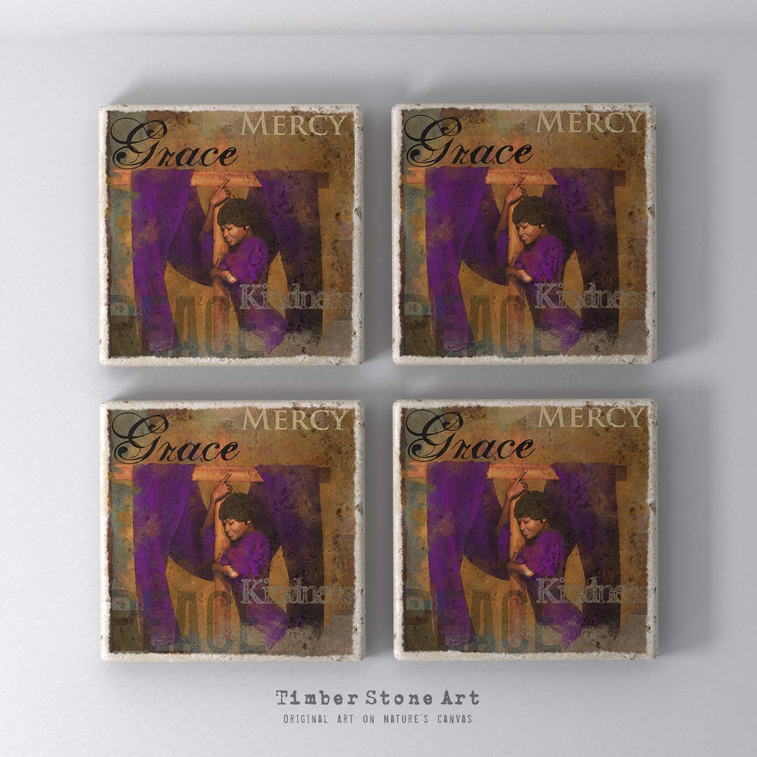ETHNIC0442 - Set Of 4 Natural Stone Coasters