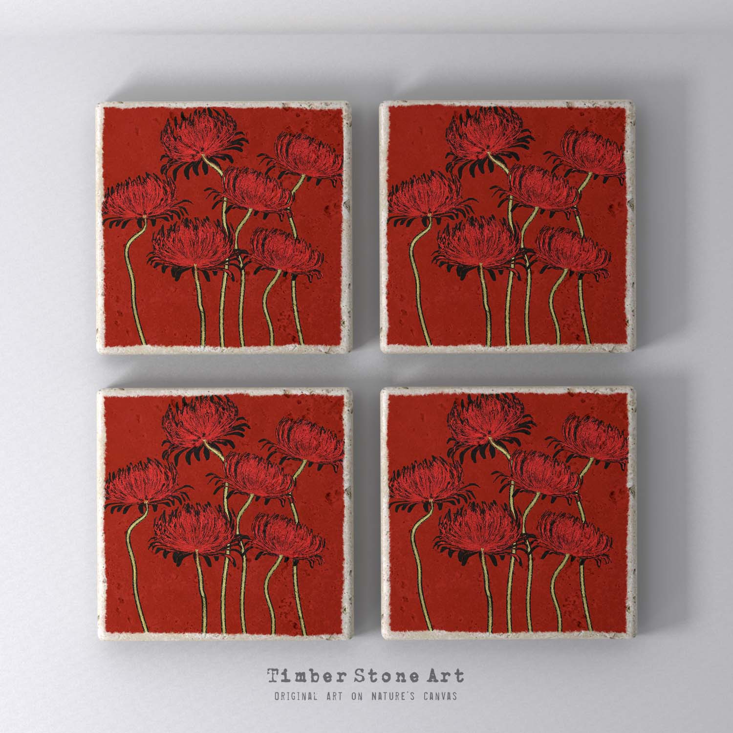 MAIN0144 - Set Of 4 Natural Stone Coasters