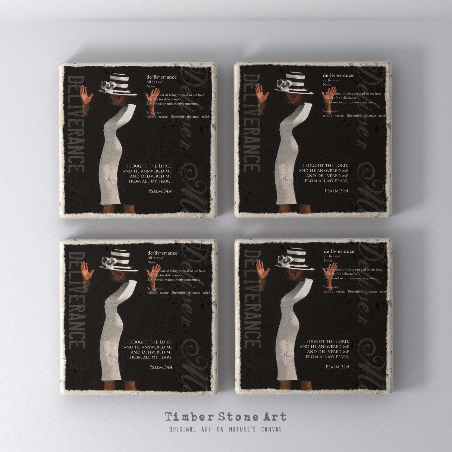 ETHNIC0444 - Set Of 4 Natural Stone Coasters