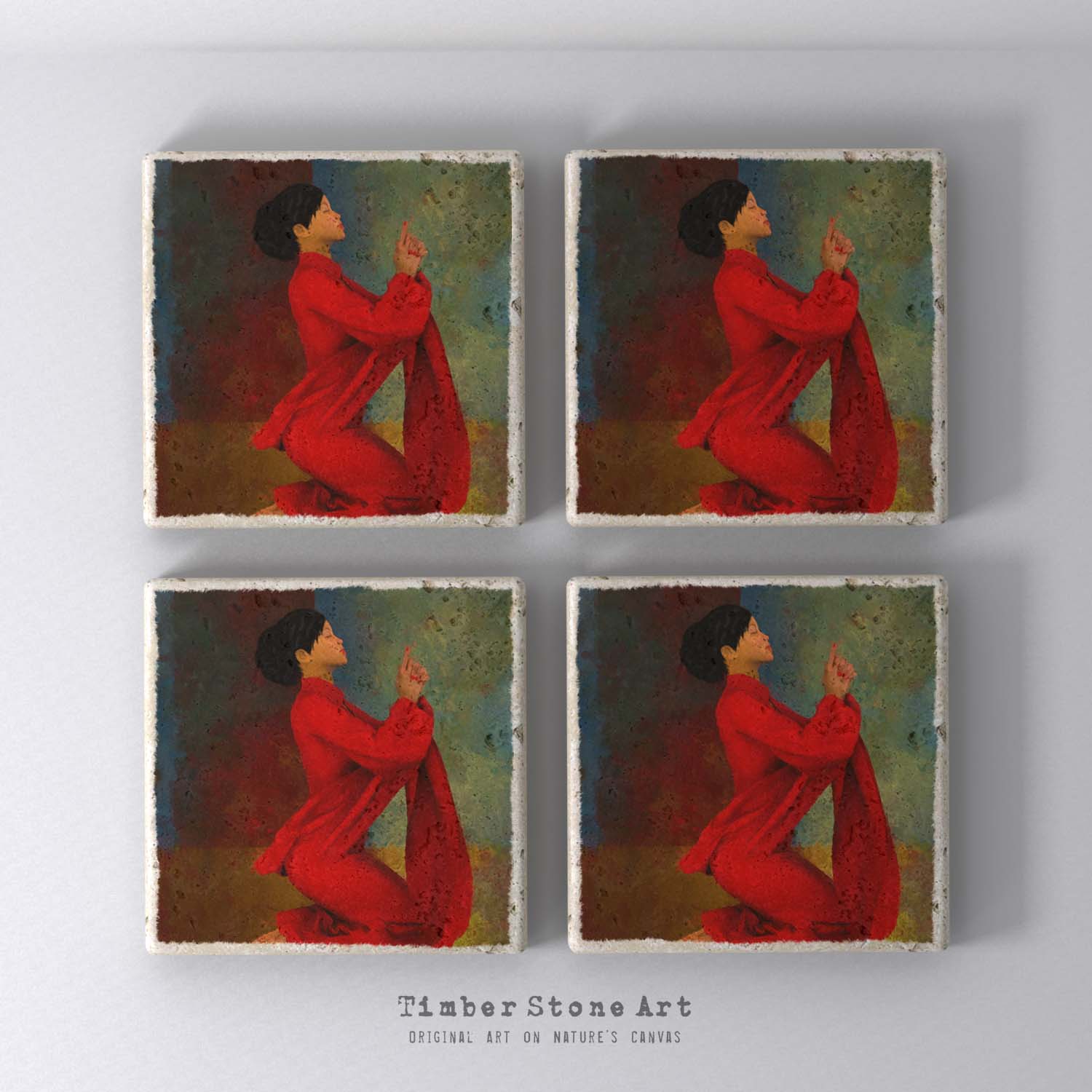 ETHNIC0476 - Set Of 4 Natural Stone Coasters