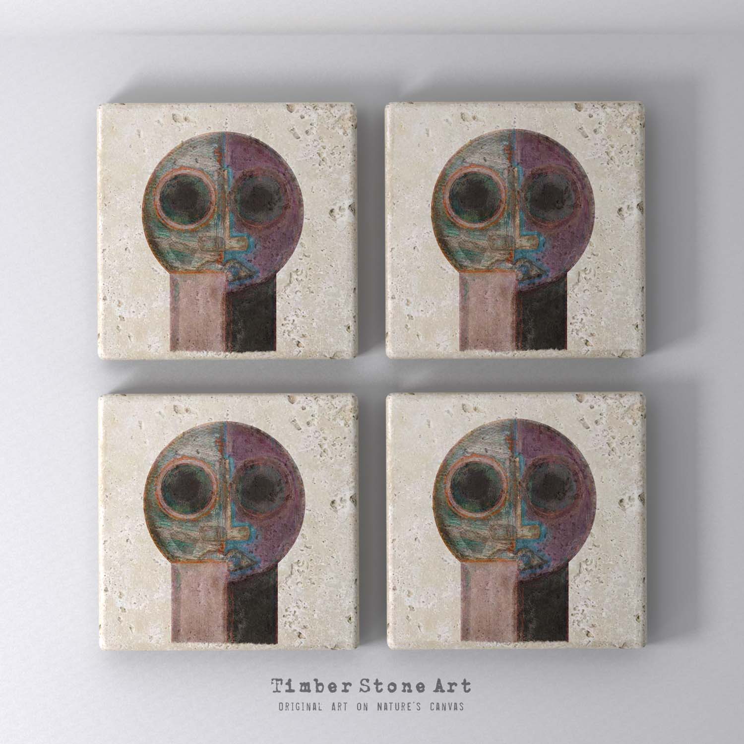NewHead_11 - Set Of 4 Natural Stone Coasters