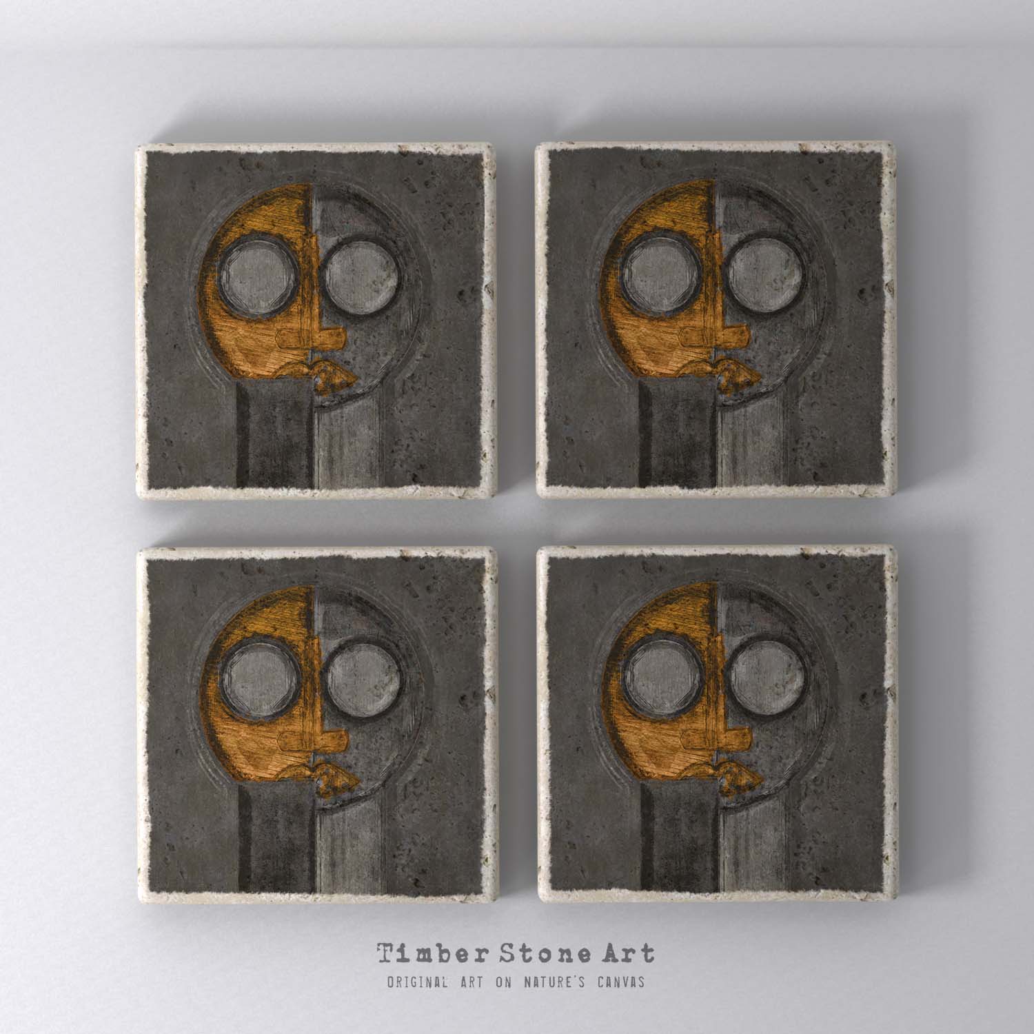 NewHead_28 - Set Of 4 Natural Stone Coasters