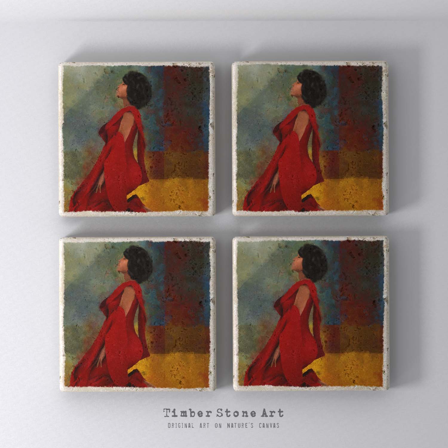 ETHNIC0477 - Set Of 4 Natural Stone Coasters