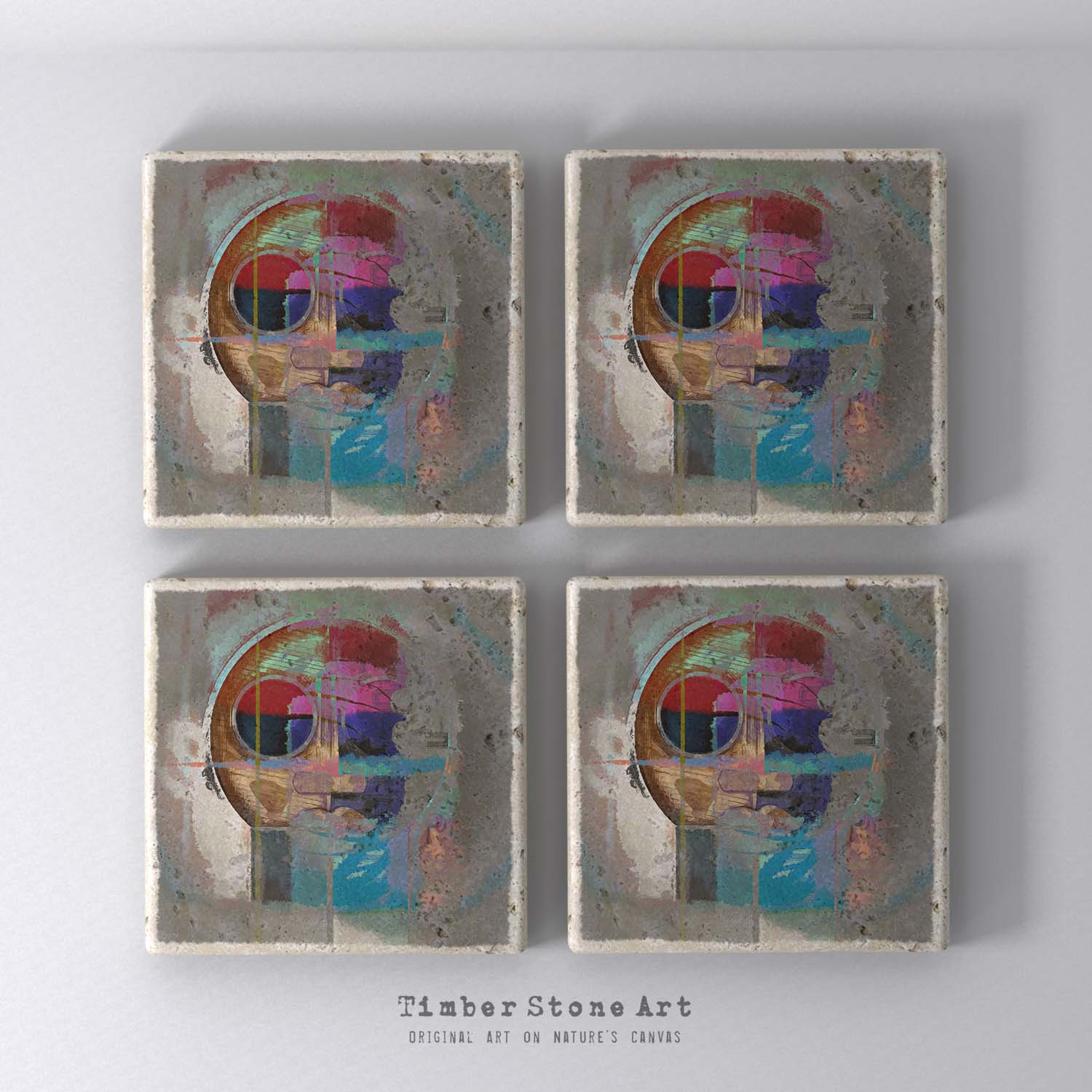 NewHead-32 - Set Of 4 Natural Stone Coasters