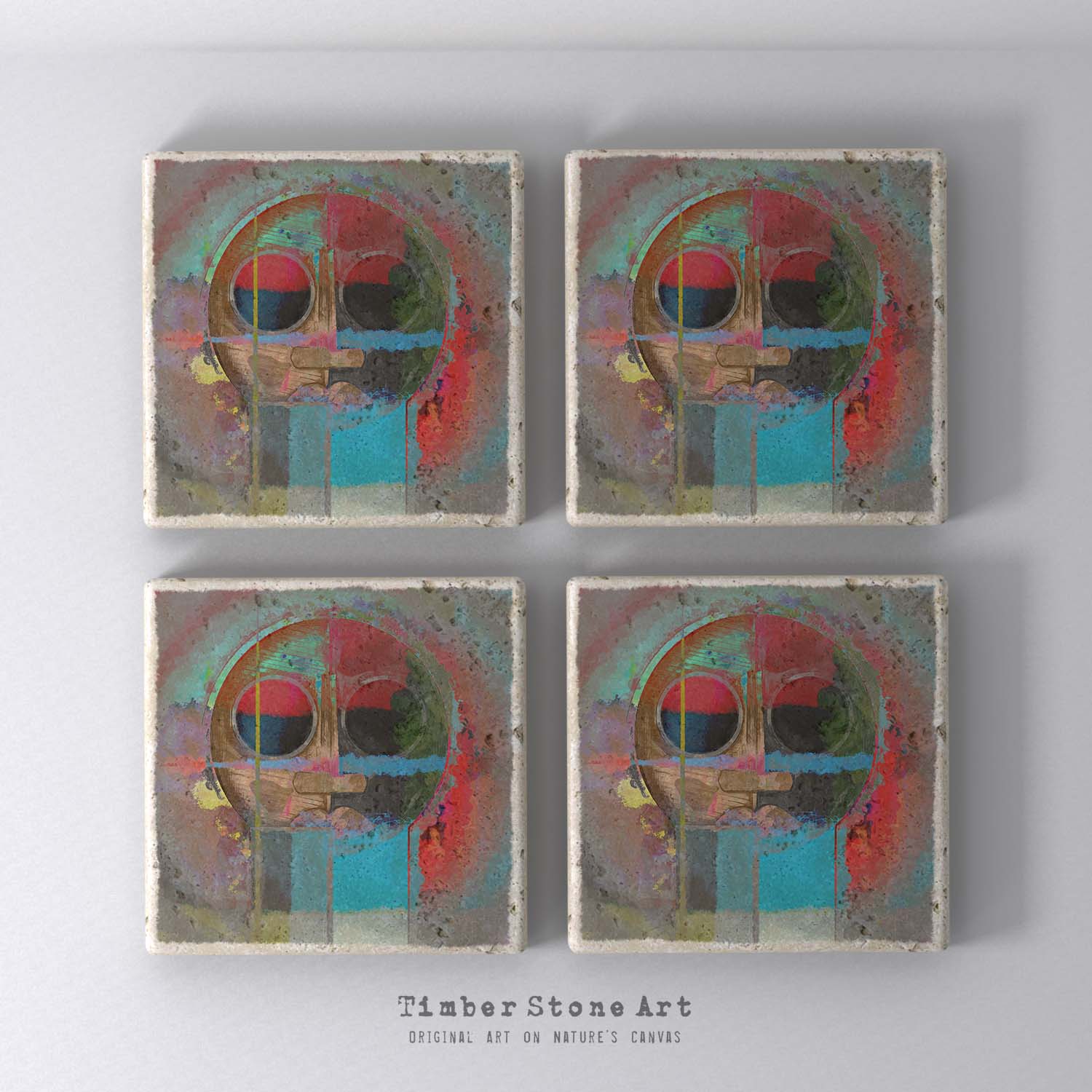NewHead-35 - Set Of 4 Natural Stone Coasters