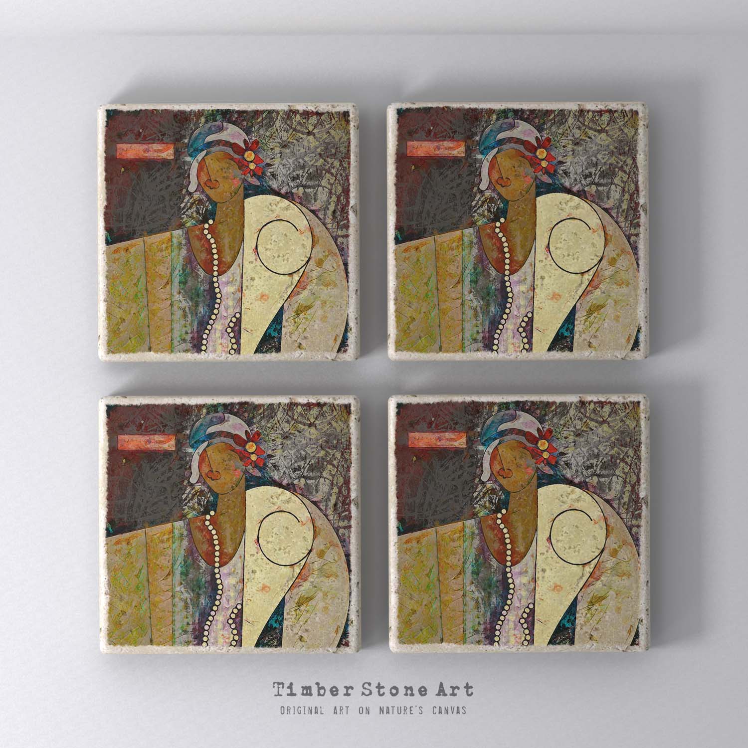 RennaisanceRemix1 - Set Of 4 Natural Stone Coasters
