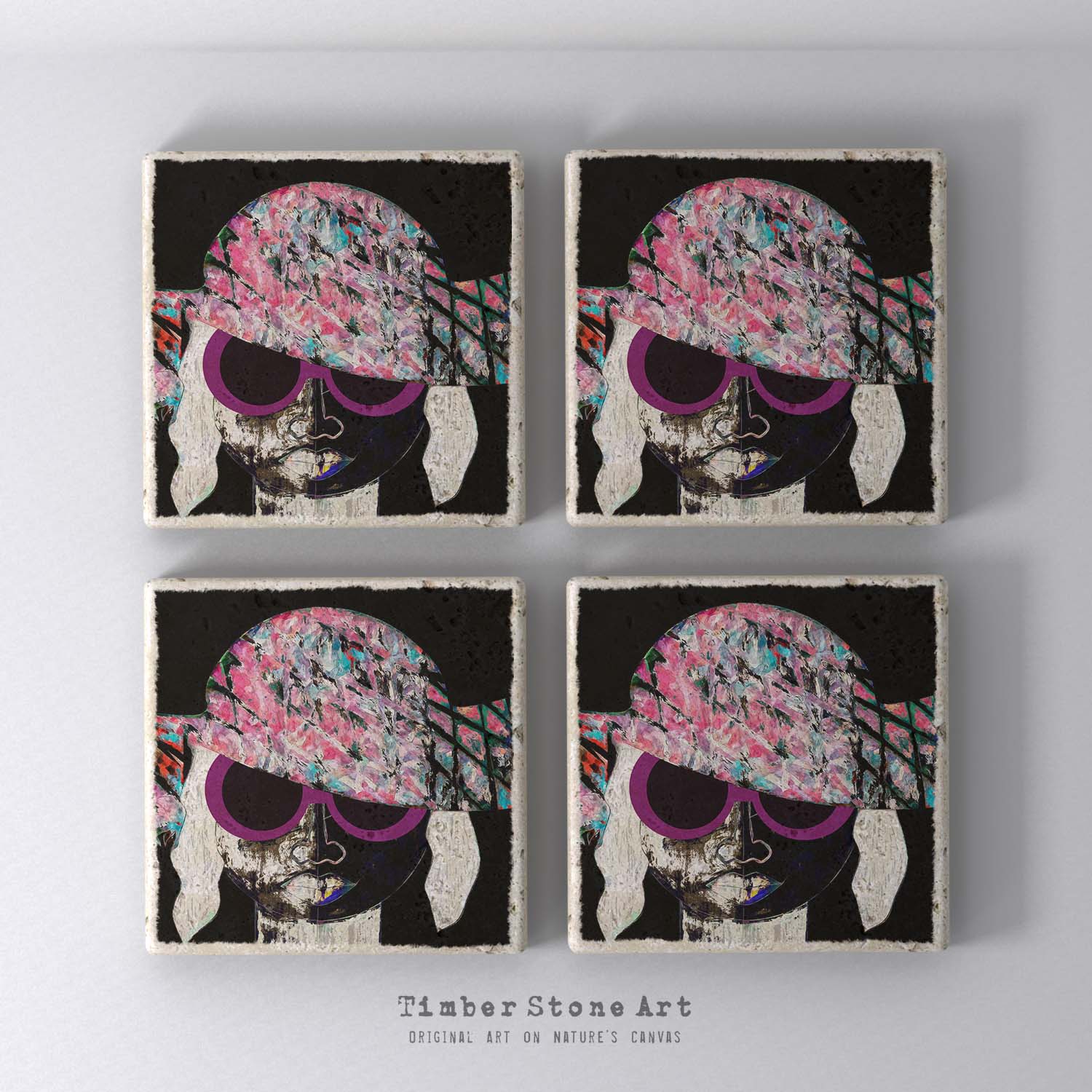 FINAL_23_BlackBackground - Set Of 4 Natural Stone Coasters