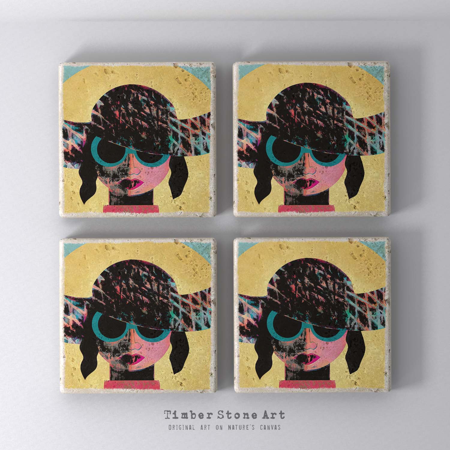Sunglasses - Set Of 4 Natural Stone Coasters