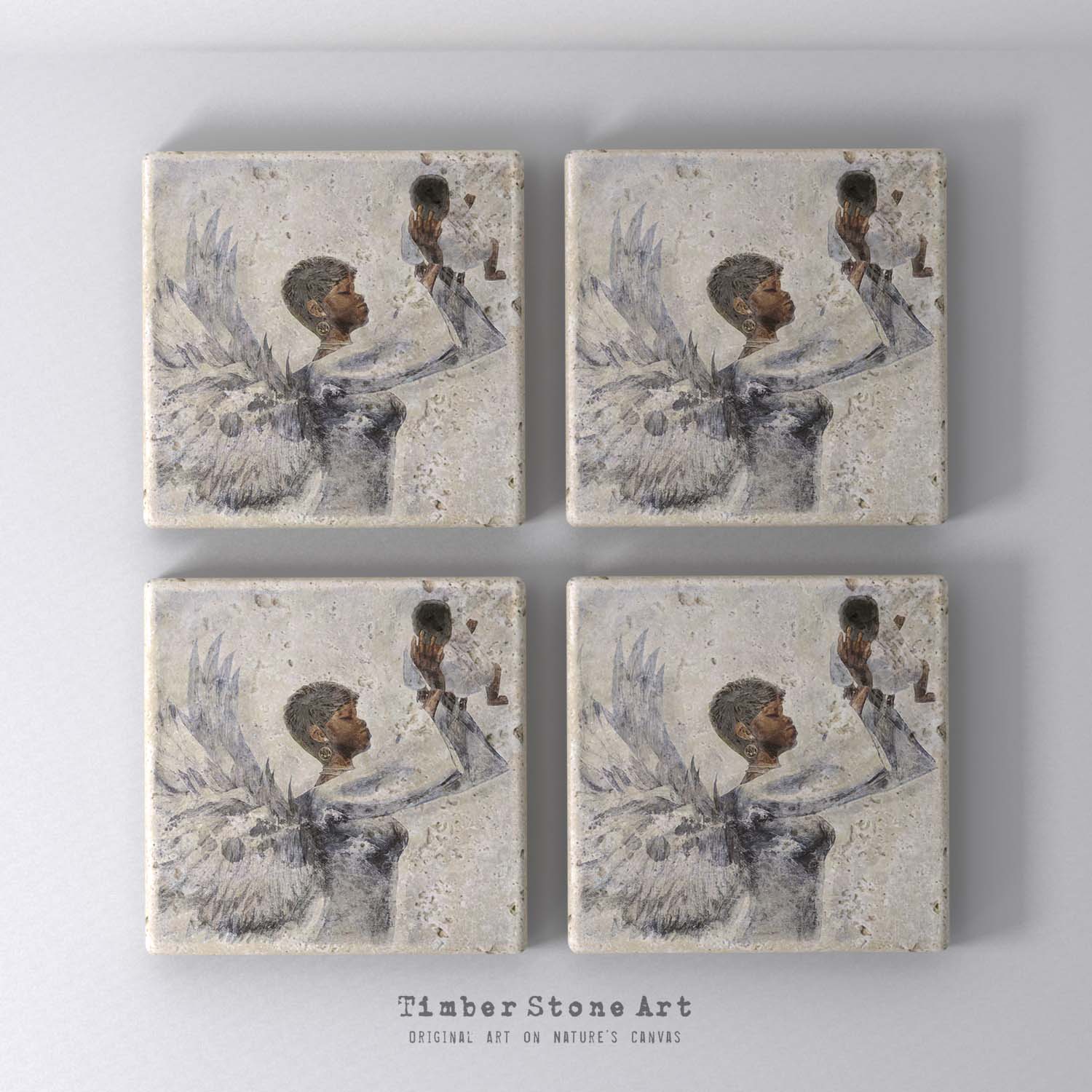 TheLordsGiftFemale_21 - Set Of 4 Natural Stone Coasters