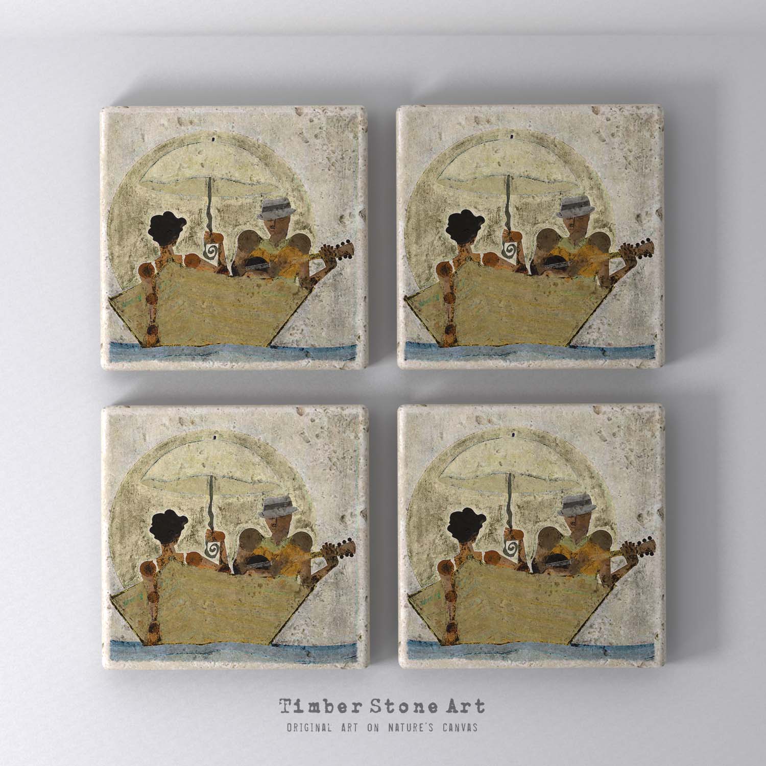 Together_13 - Set Of 4 Natural Stone Coasters