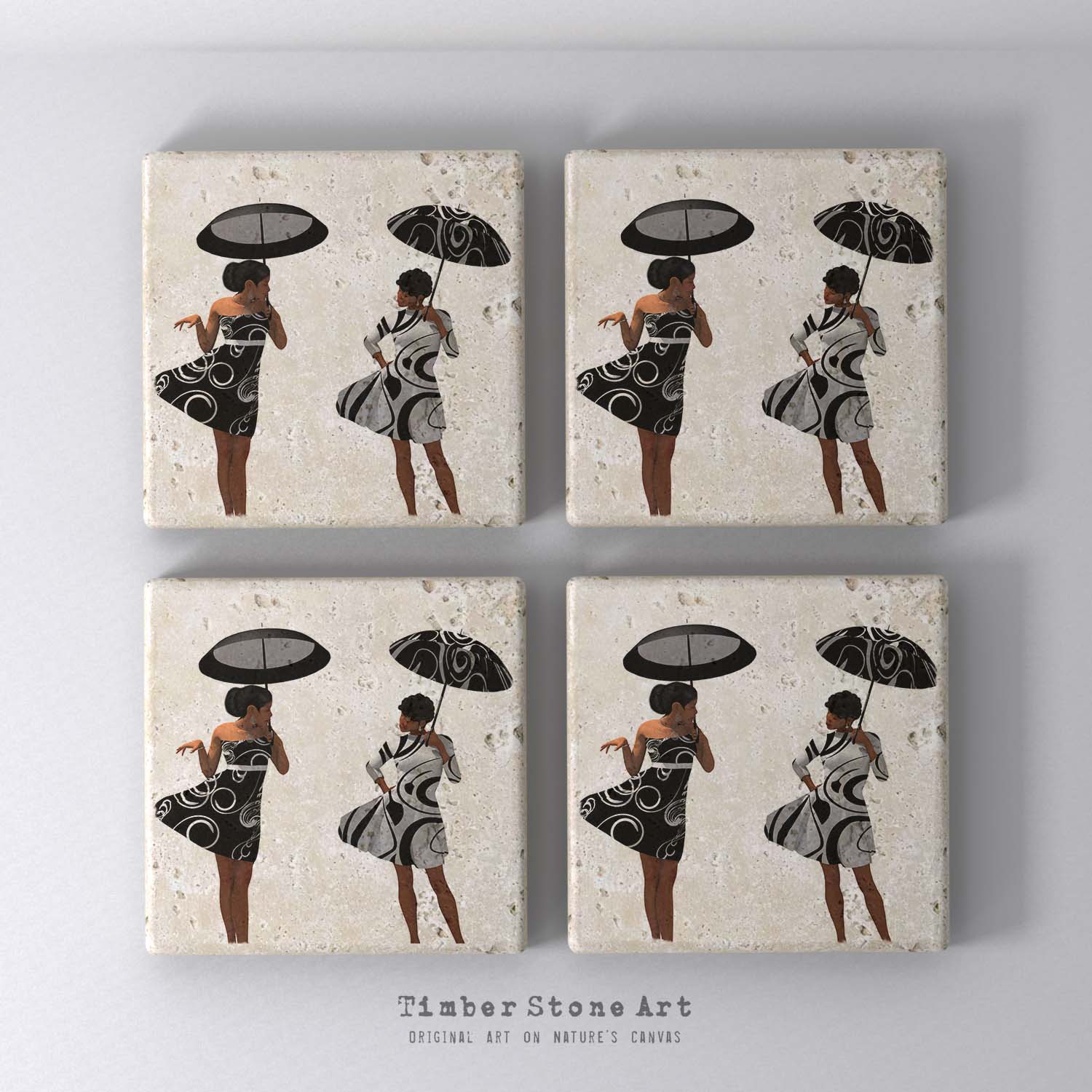 ETHNIC0556-2 - Set Of 4 Natural Stone Coasters