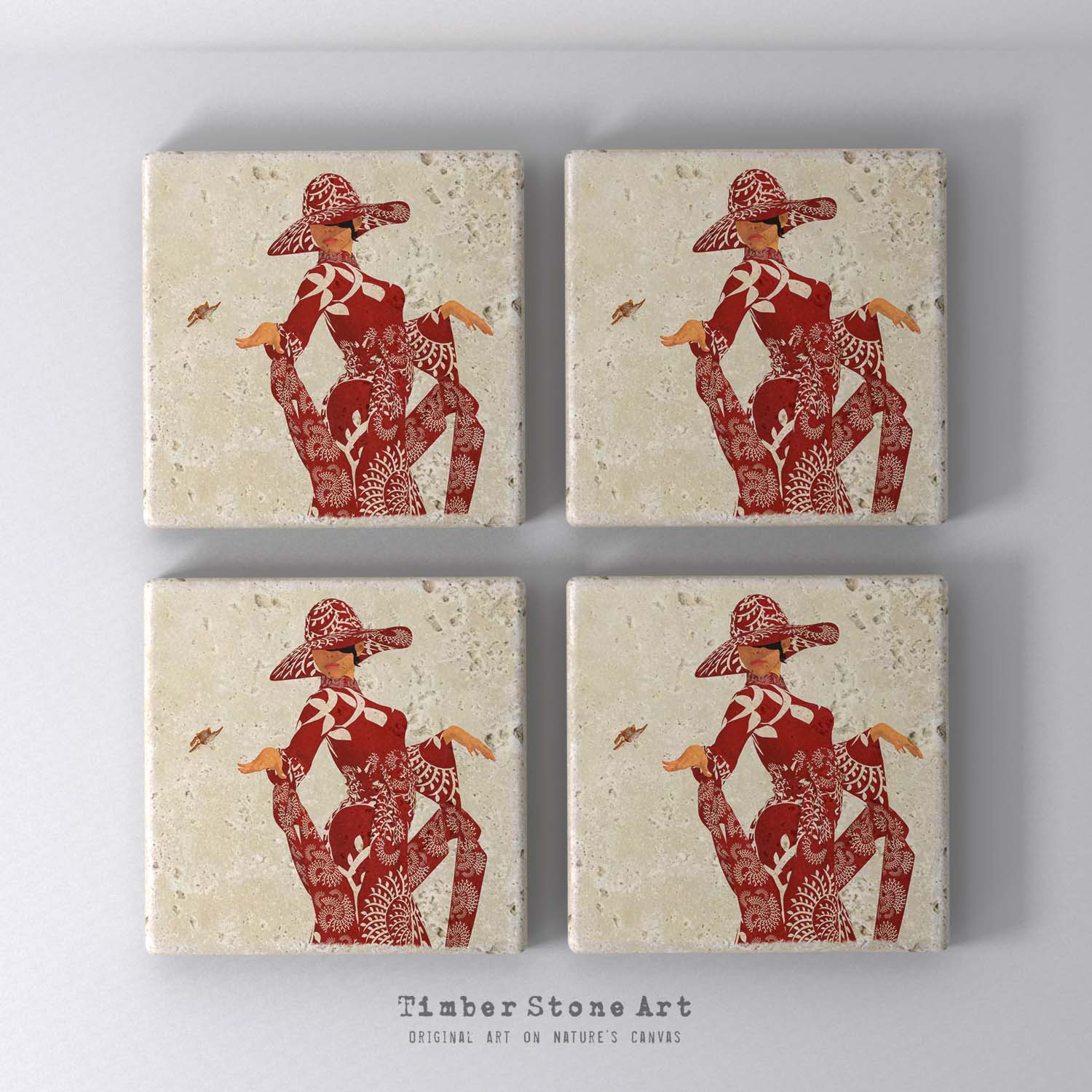 ETHNIC0563 - Set Of 4 Natural Stone Coasters