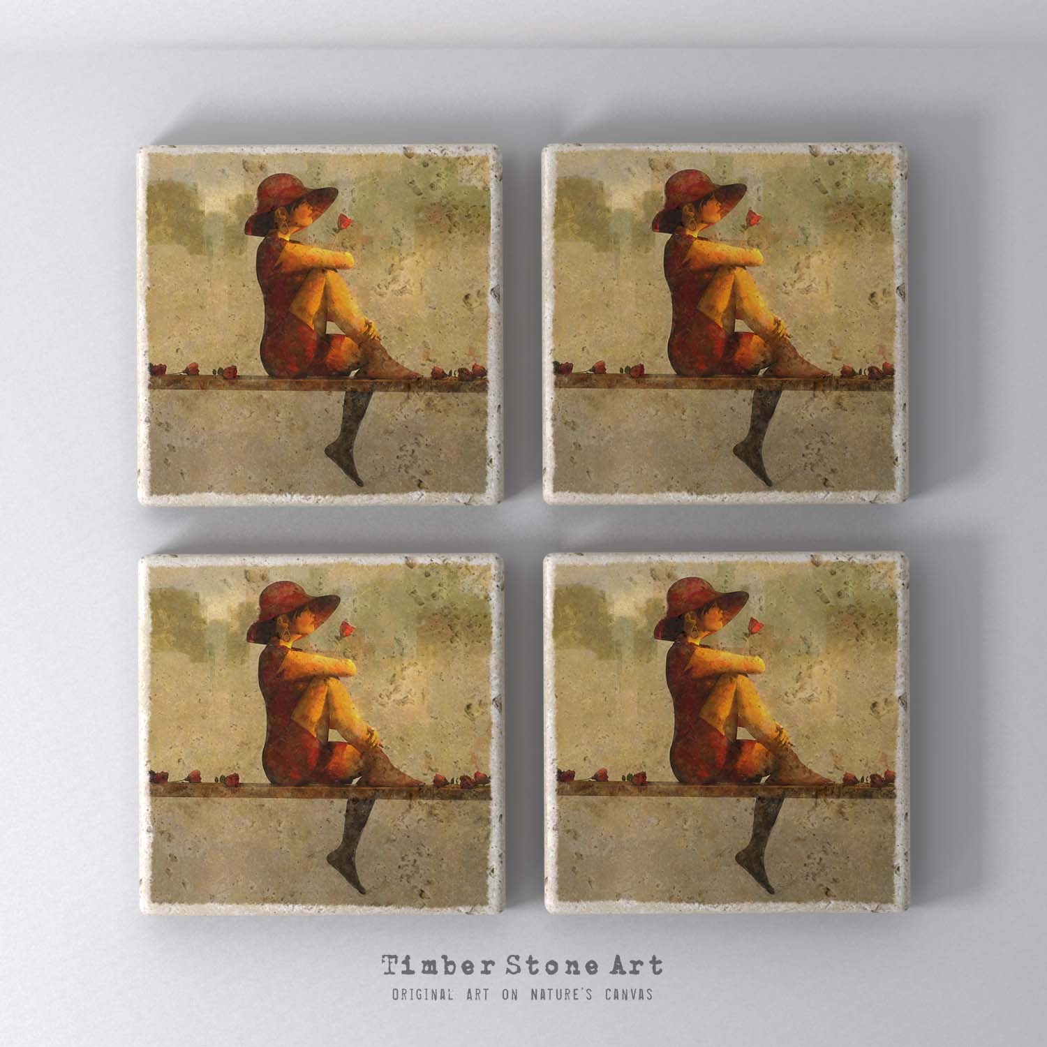 ETHNIC0573 - Set Of 4 Natural Stone Coasters