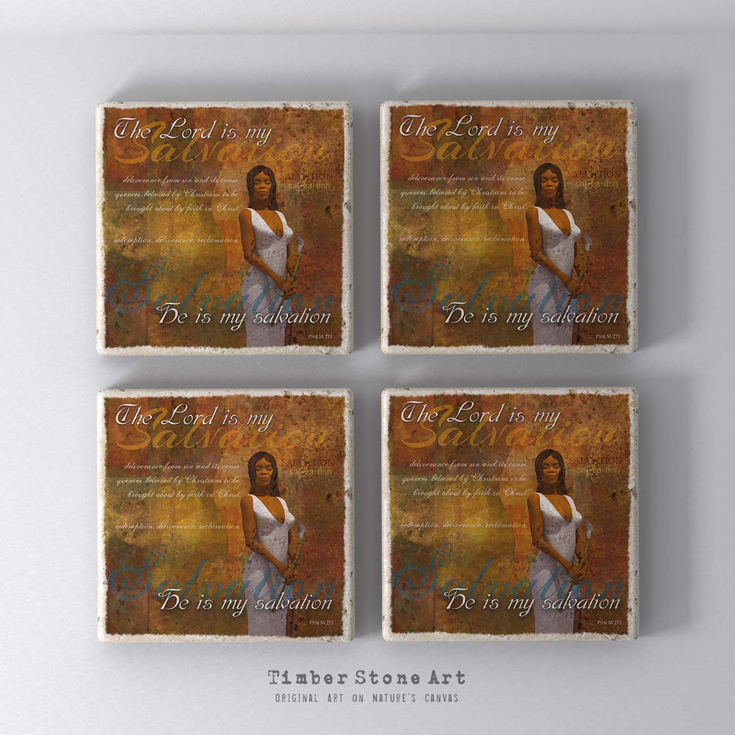 ETHNIC0602 - Set Of 4 Natural Stone Coasters