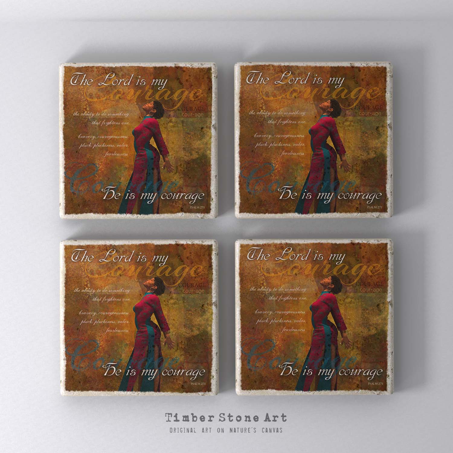 ETHNIC0604 - Set Of 4 Natural Stone Coasters