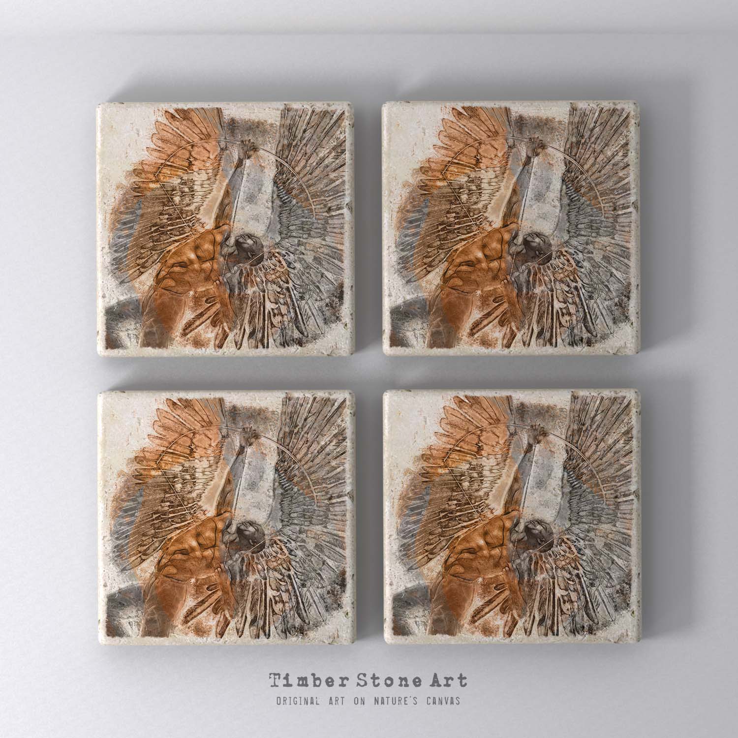 ETHNIC0641 - Set Of 4 Natural Stone Coasters