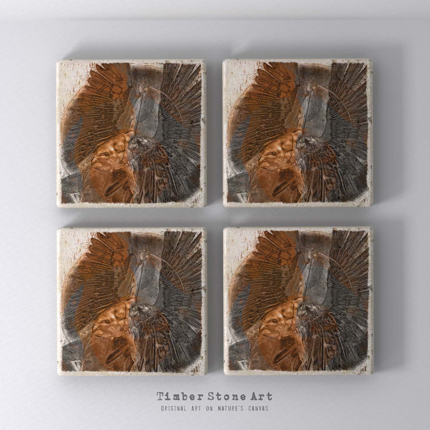 ETHNIC0641-2 - Set Of 4 Natural Stone Coasters