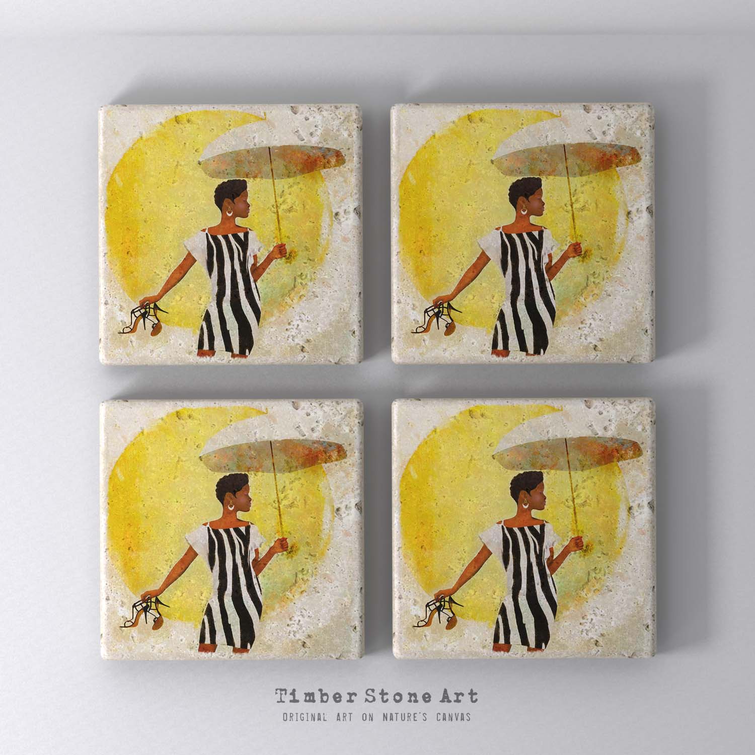 ETHNIC0703 - Set Of 4 Natural Stone Coasters