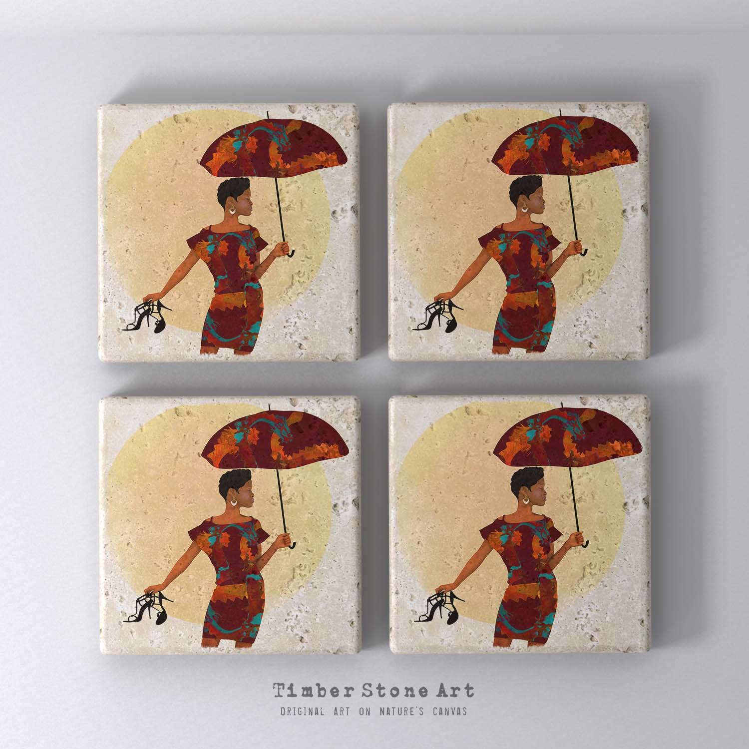 ETHNIC0703-2 - Set Of 4 Natural Stone Coasters