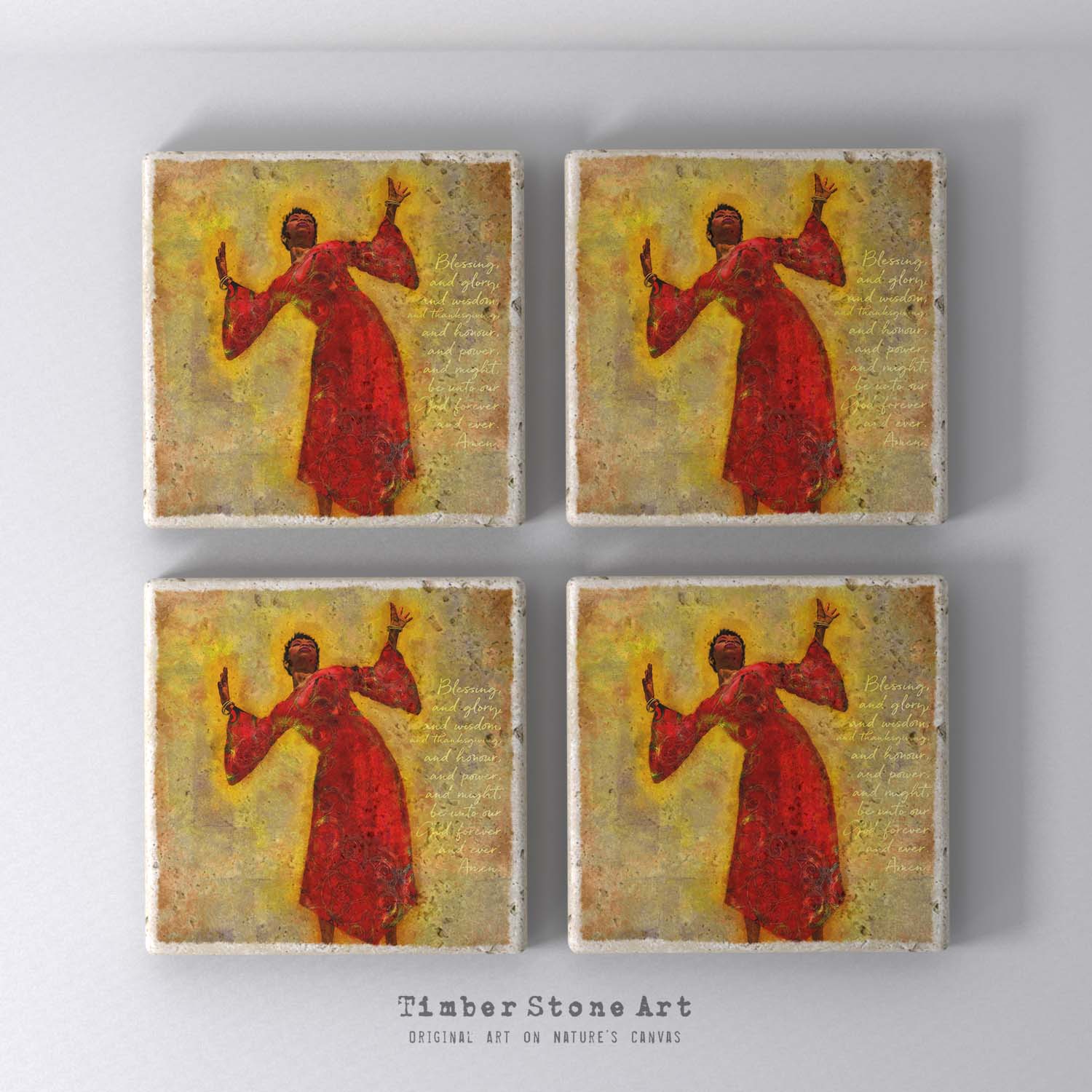 ETHNIC0721-4 - Set Of 4 Natural Stone Coasters