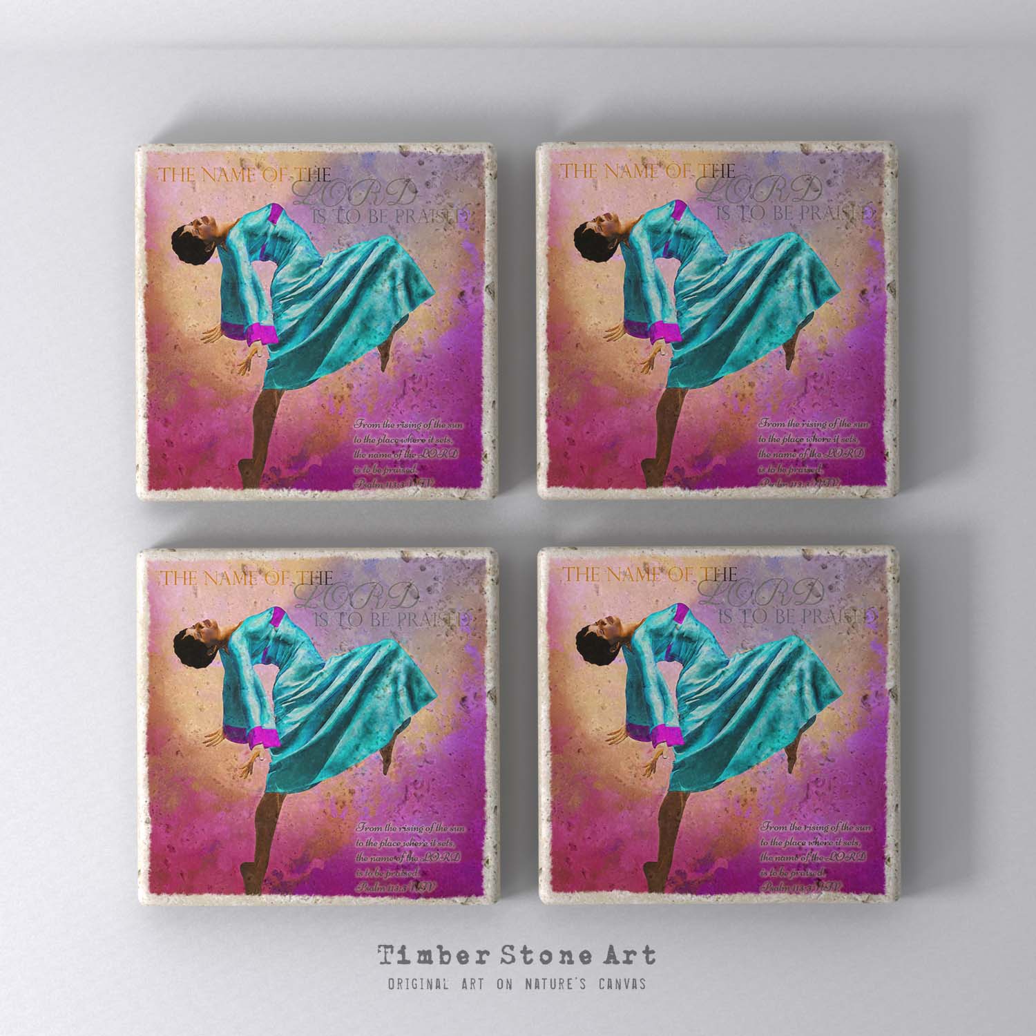 ETHNIC0727-2 - Set Of 4 Natural Stone Coasters