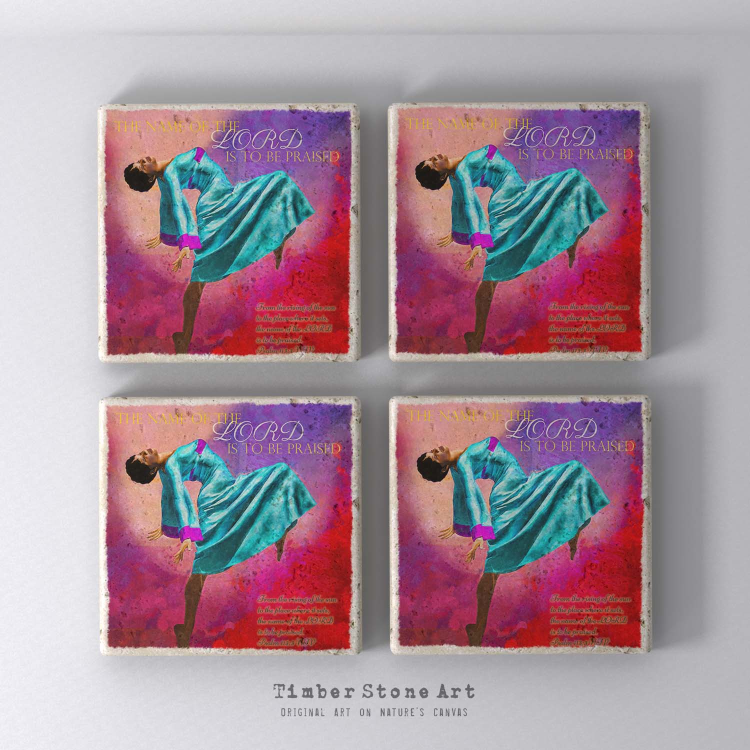 ETHNIC0727-3 - Set Of 4 Natural Stone Coasters