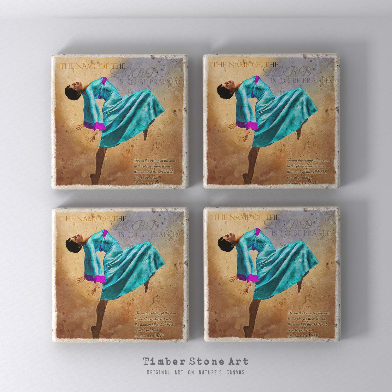 ETHNIC0727-4 - Set Of 4 Natural Stone Coasters