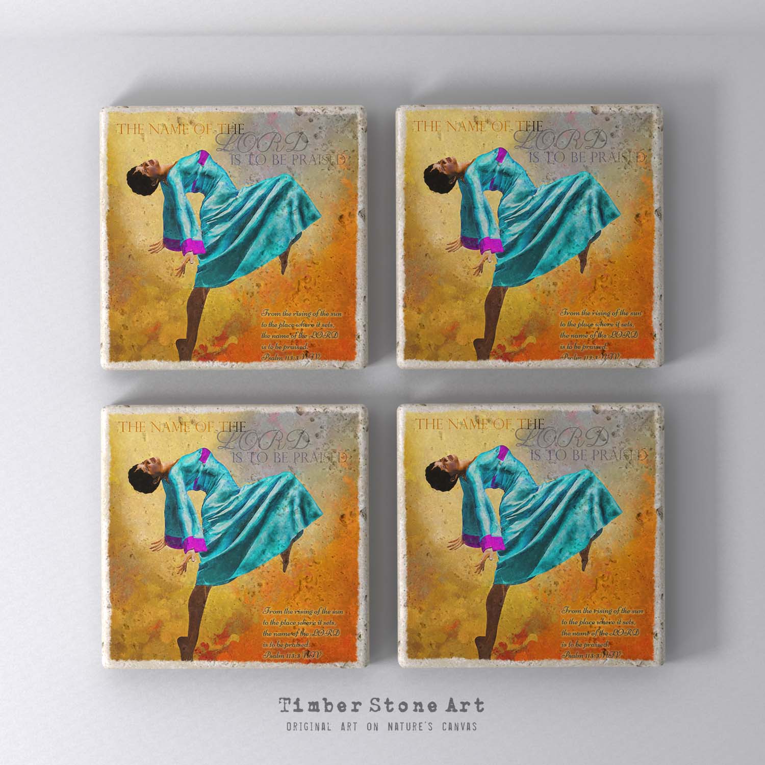 ETHNIC0727-5 - Set Of 4 Natural Stone Coasters