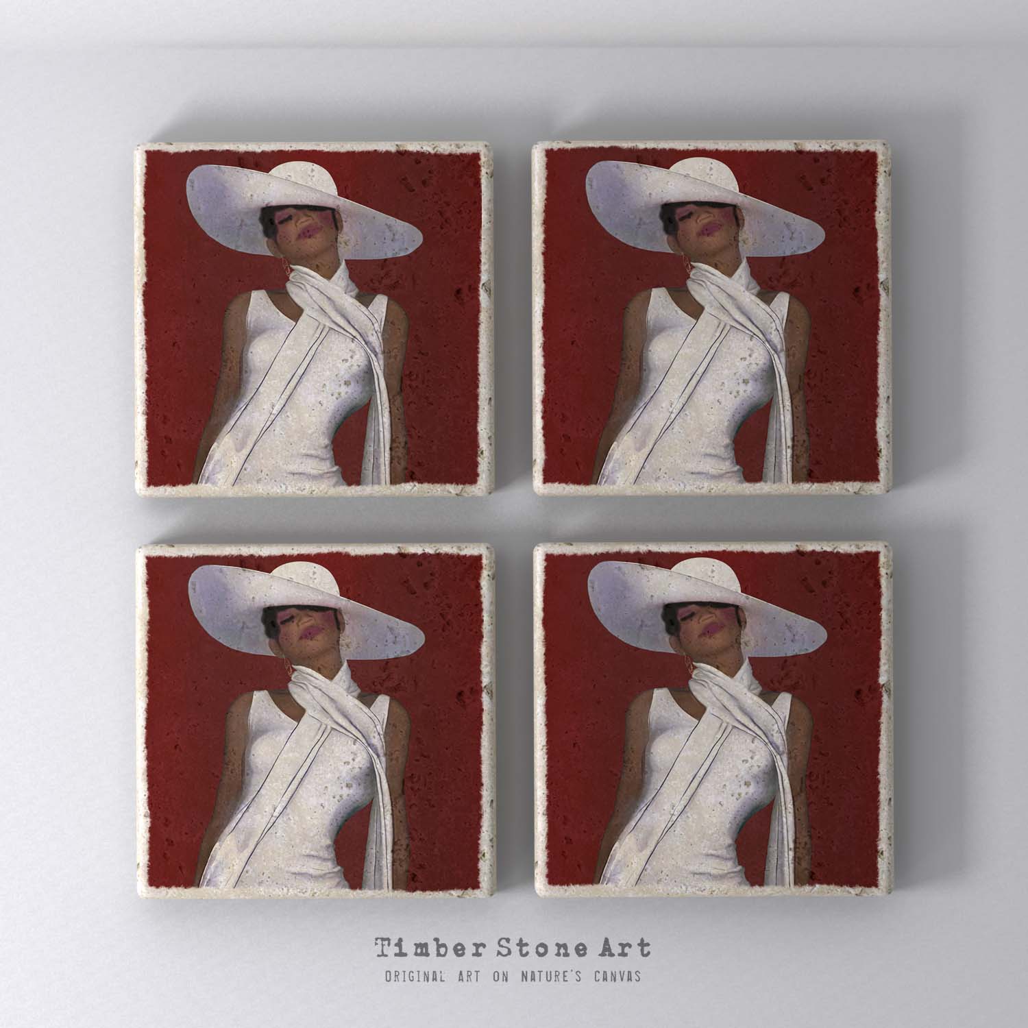 ETHNIC0728 - Set Of 4 Natural Stone Coasters