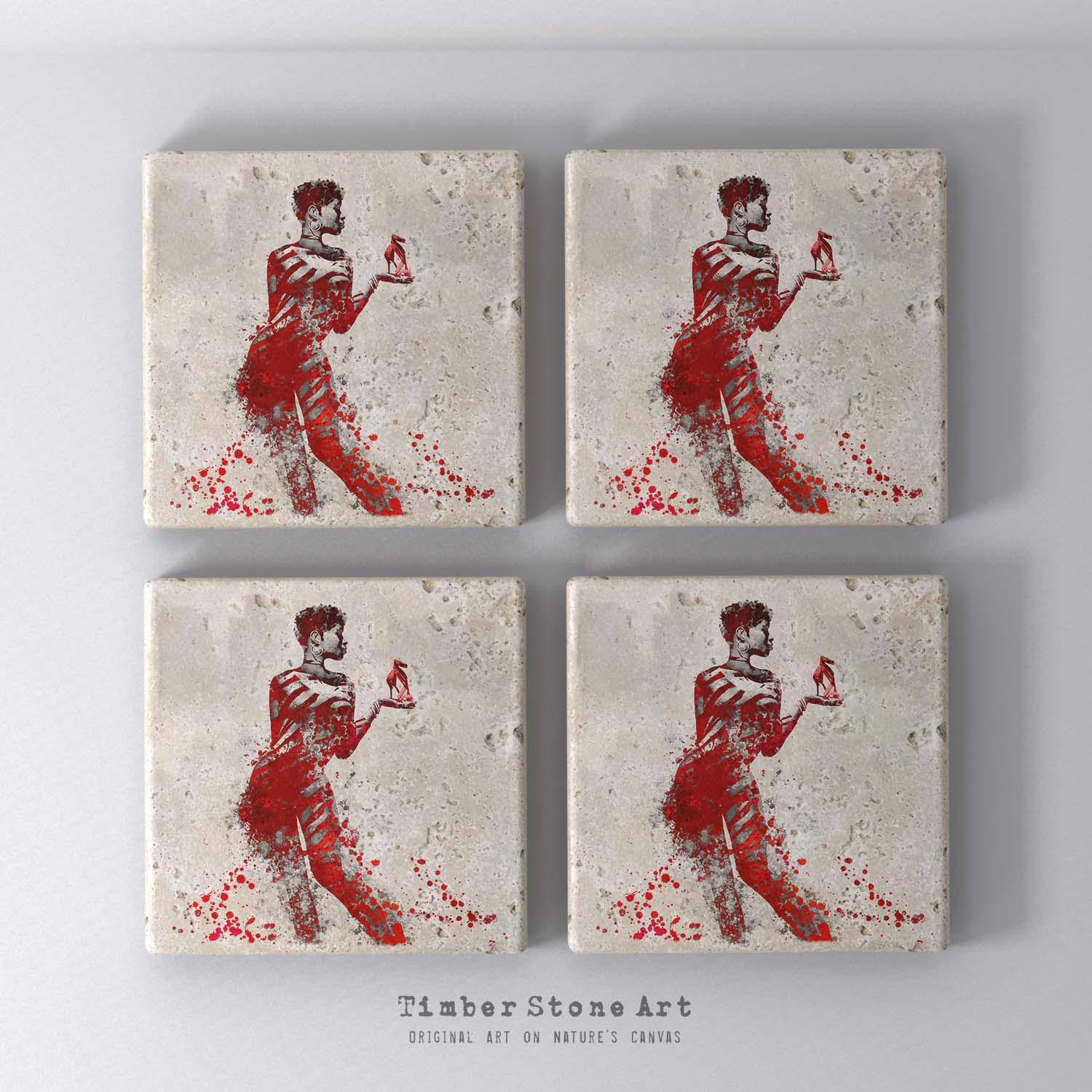 ETHNIC0734-11 - Set Of 4 Natural Stone Coasters