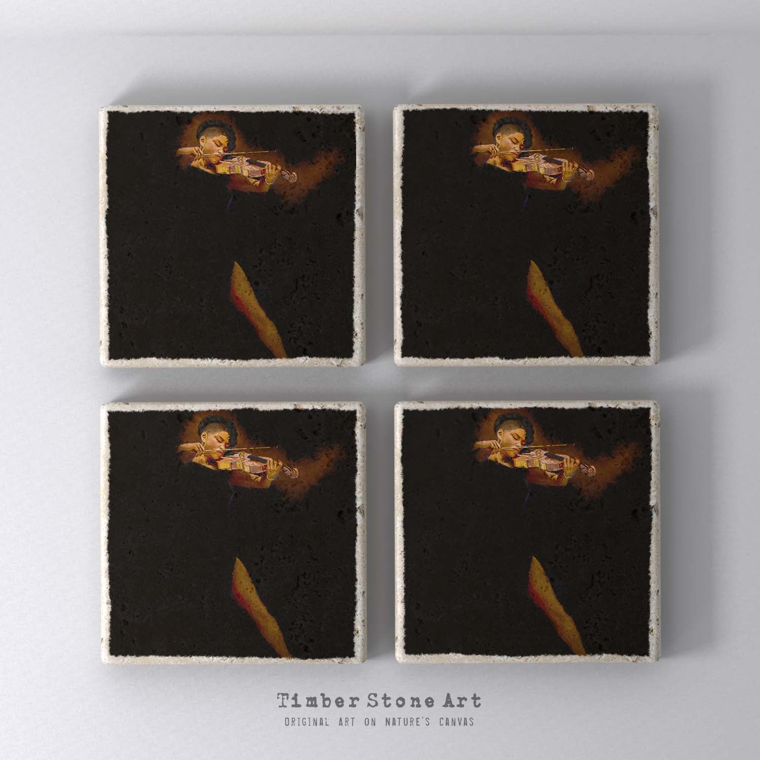 ETHNIC0740 - Set Of 4 Natural Stone Coasters